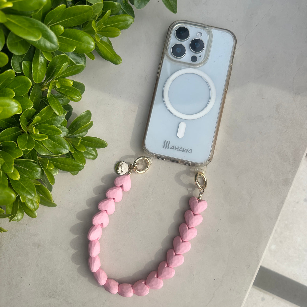 Short Heart Phone Strap Pink