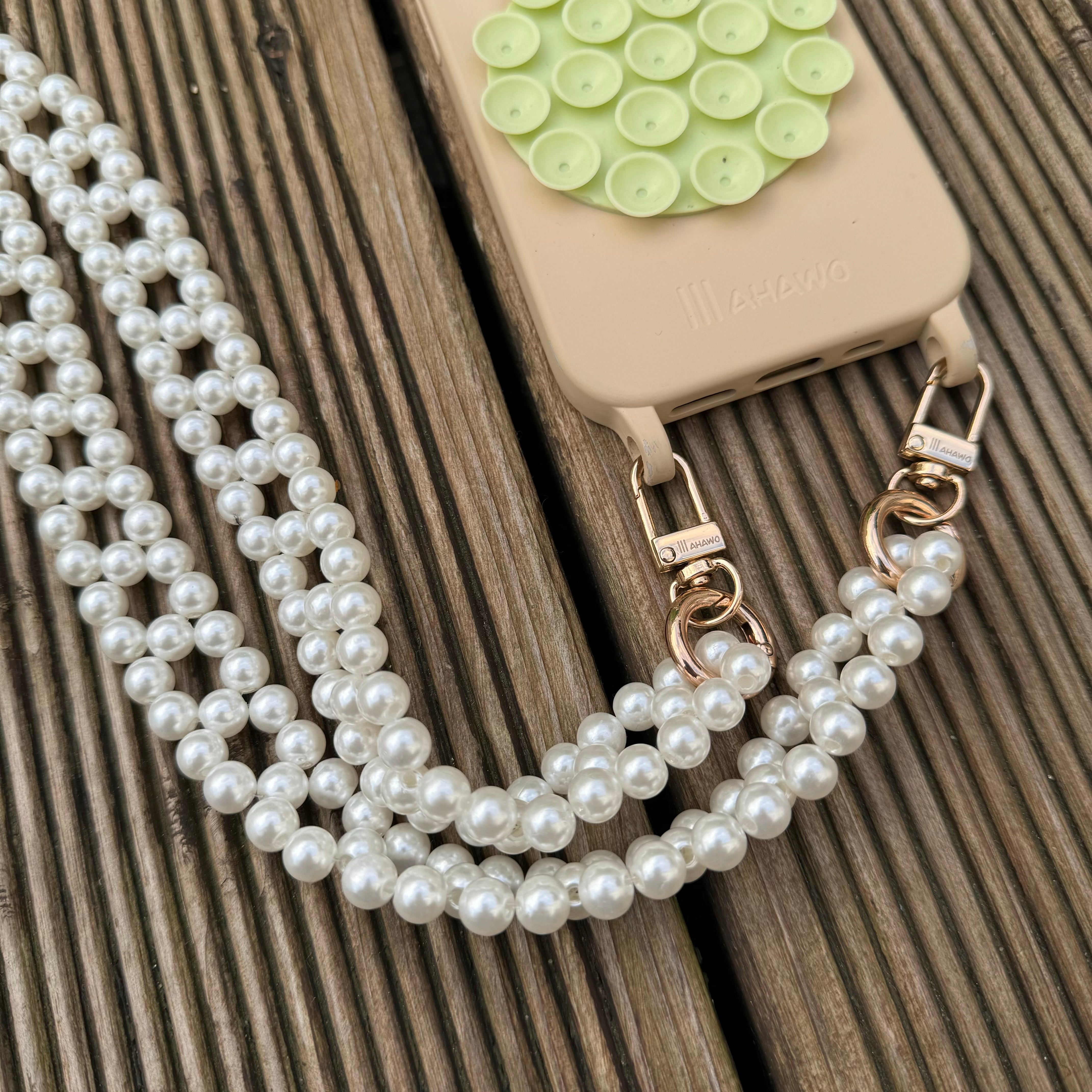 Long Pearl Strap White