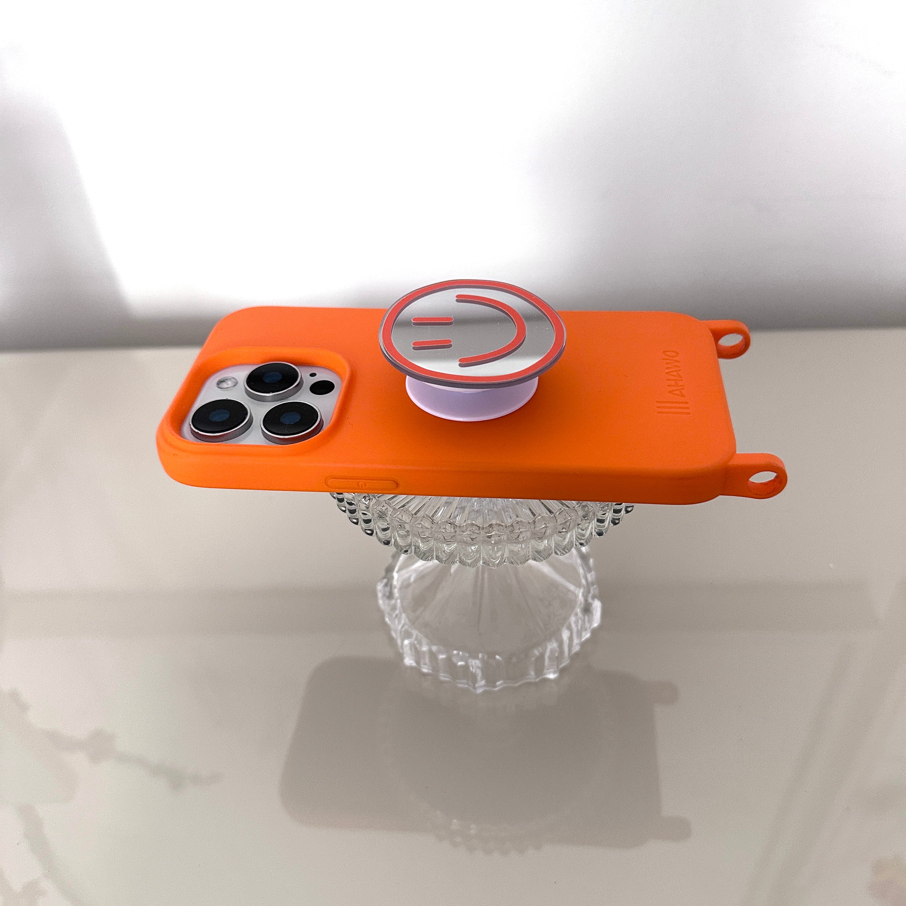 Phone Pop Holder Smiley Orange