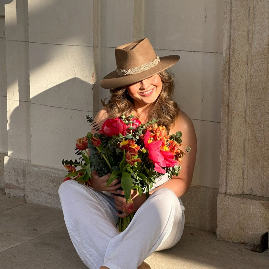 Hat Luna – Brown with Nude Allure Slim Hatband