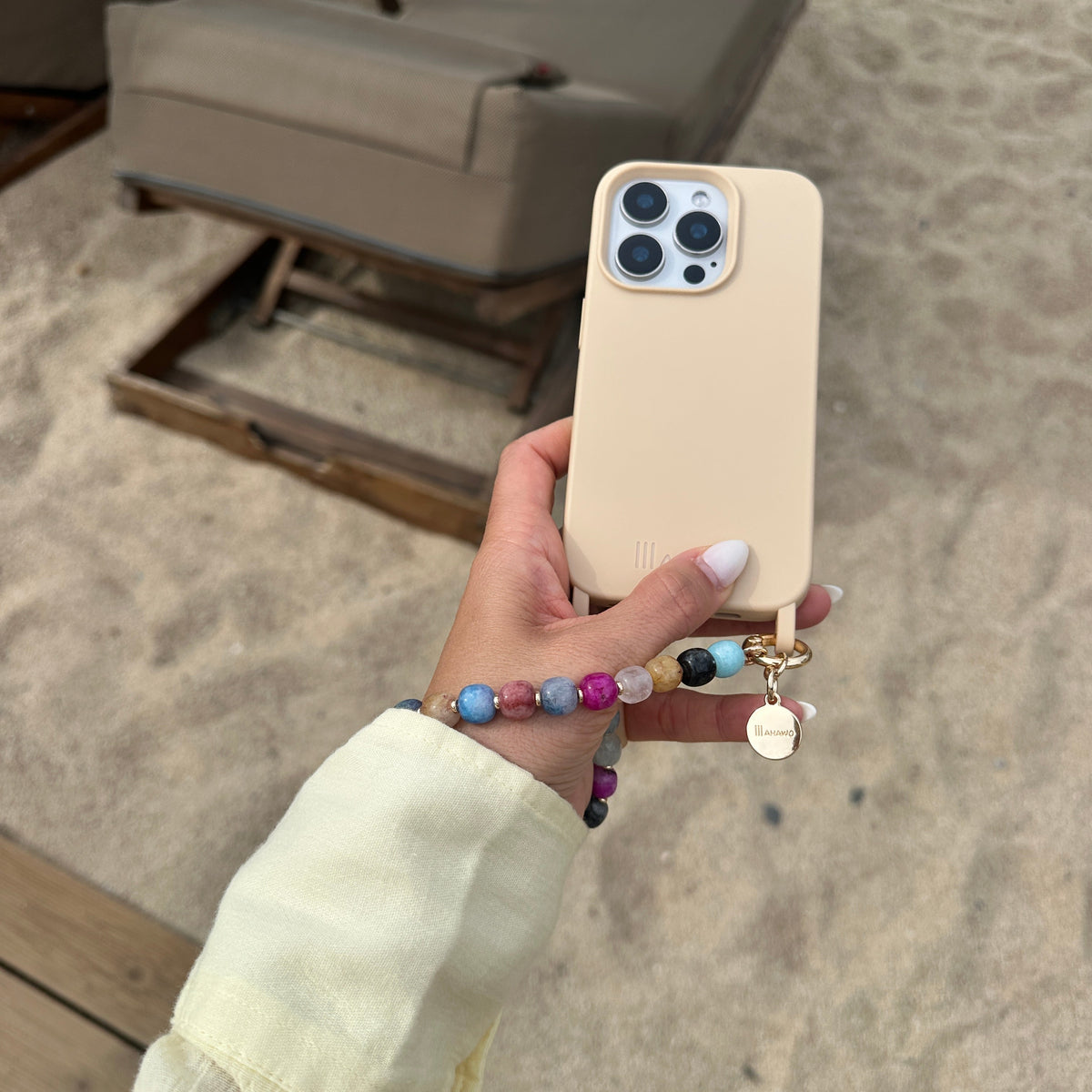 Short Natural Stone Phone Strap Multicolor