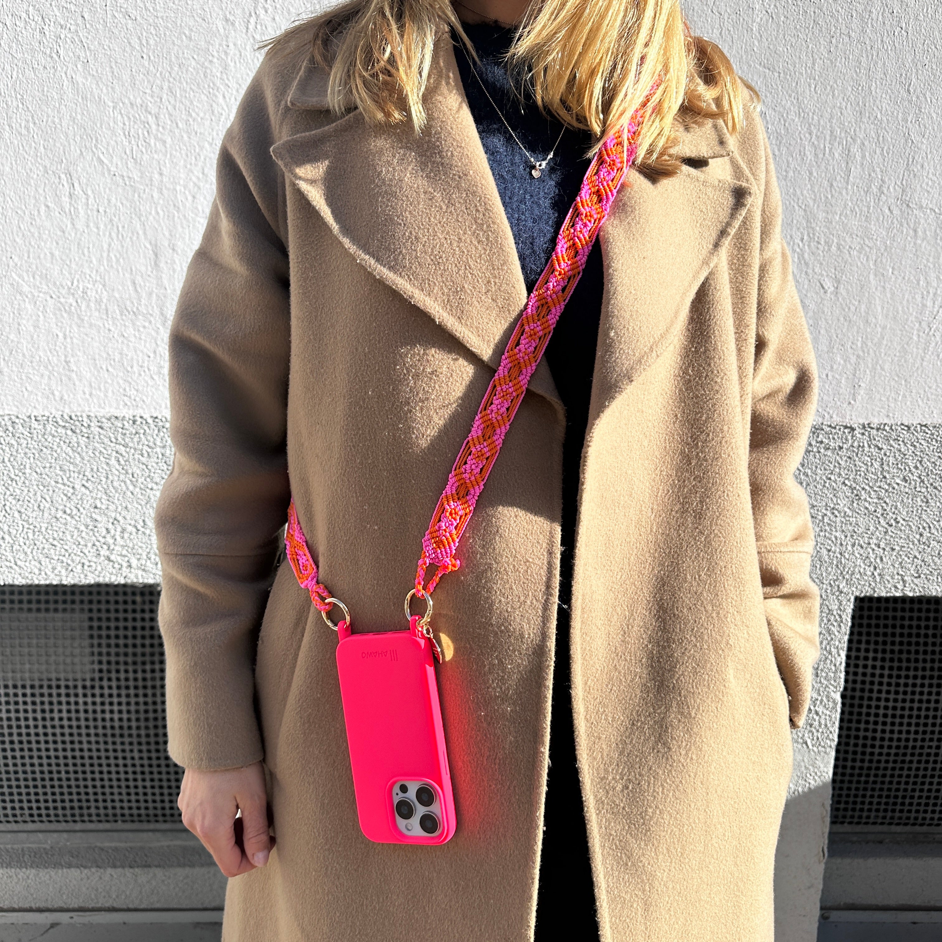 Pink Fire Slim Phone Strap with Eyelets