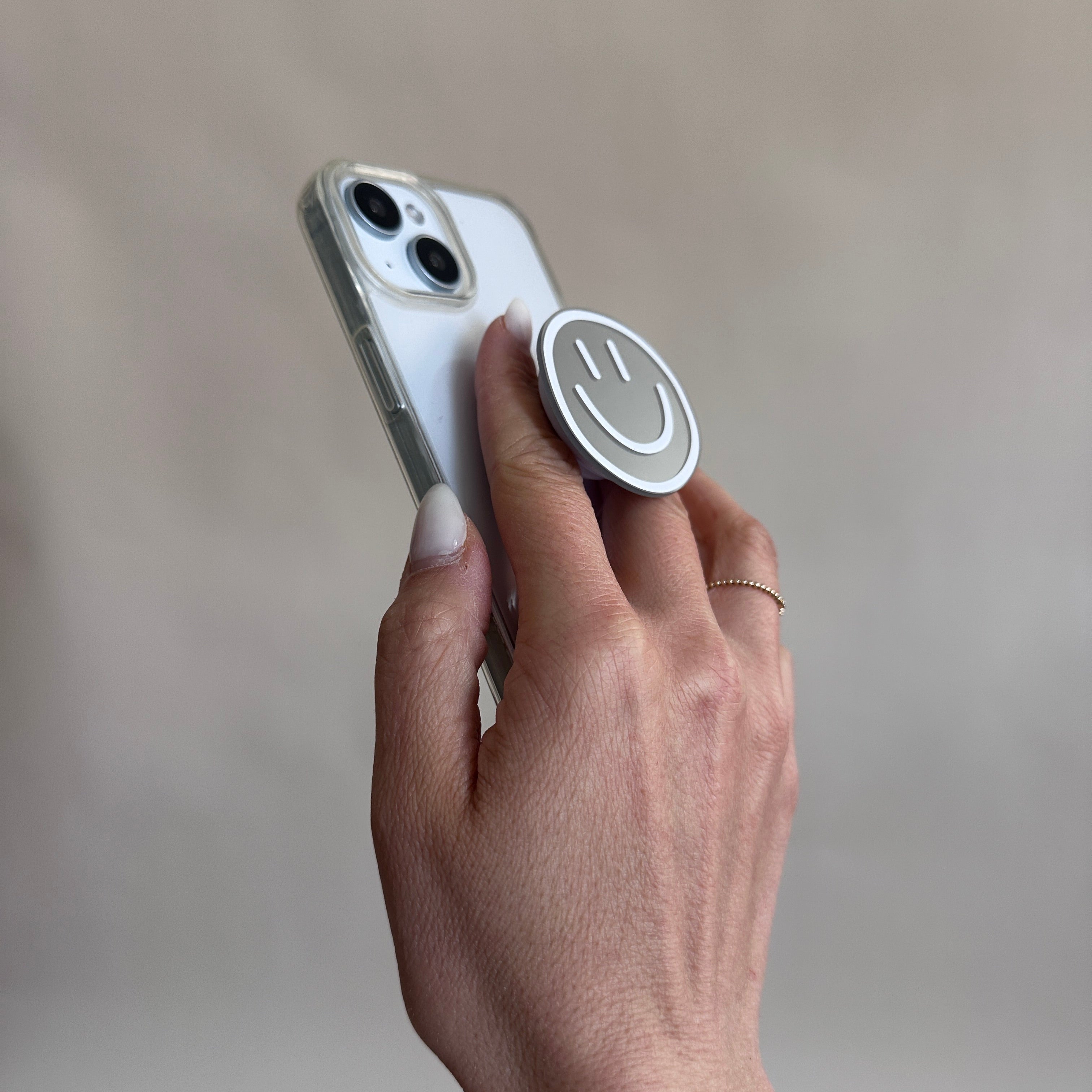 Phone Pop Holder Smiley White
