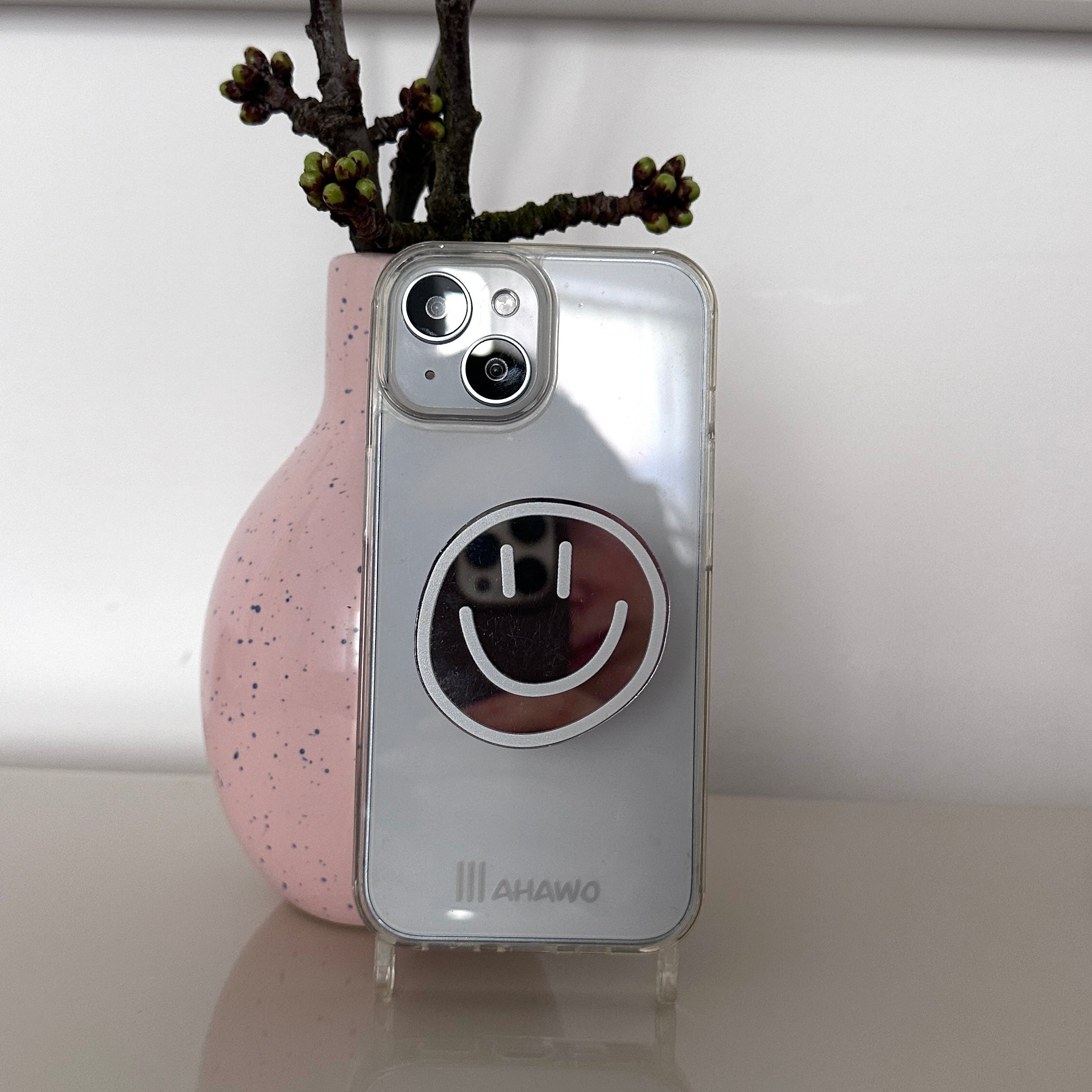 Phone Pop Holder Smiley White