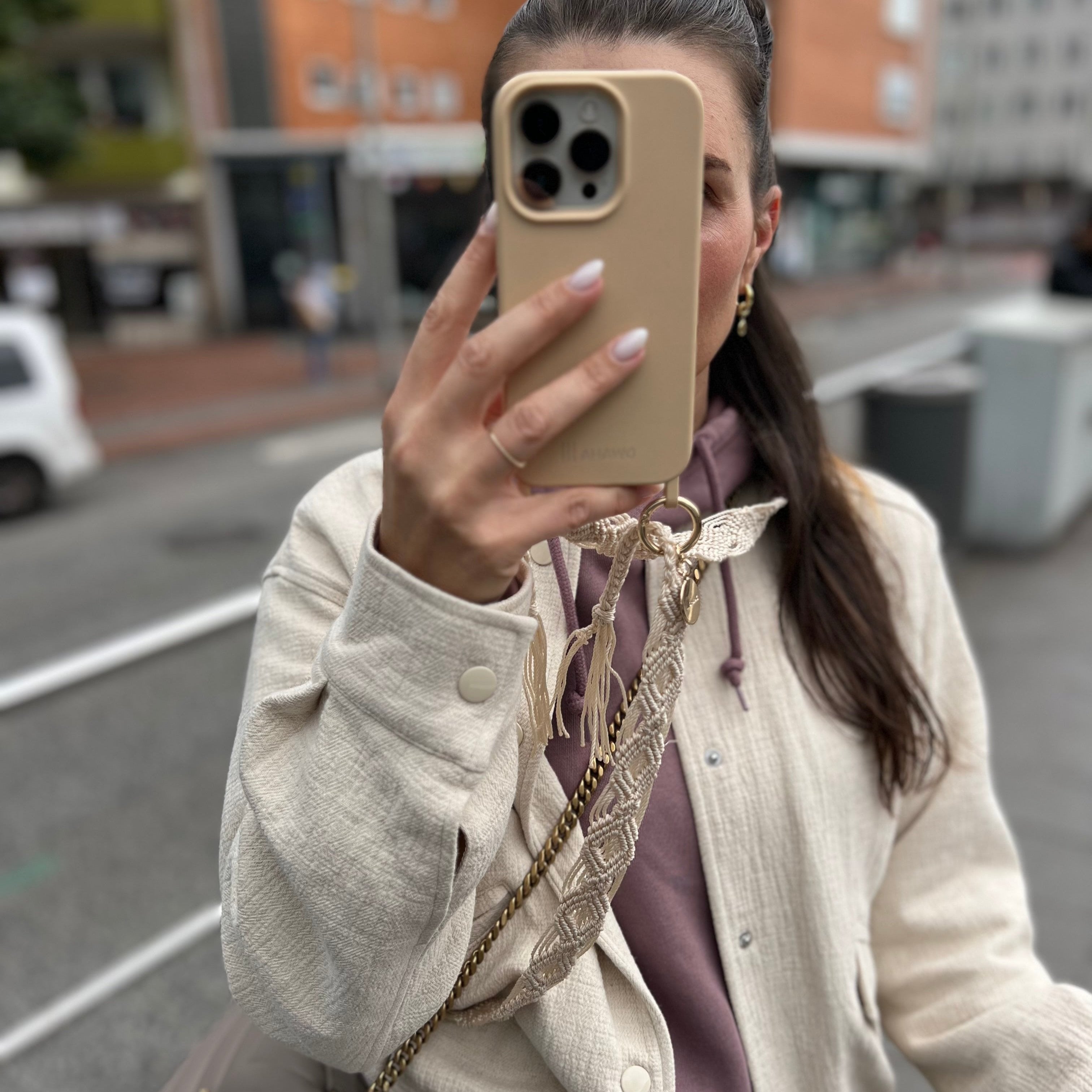 Cream Butter Slim Phone Strap