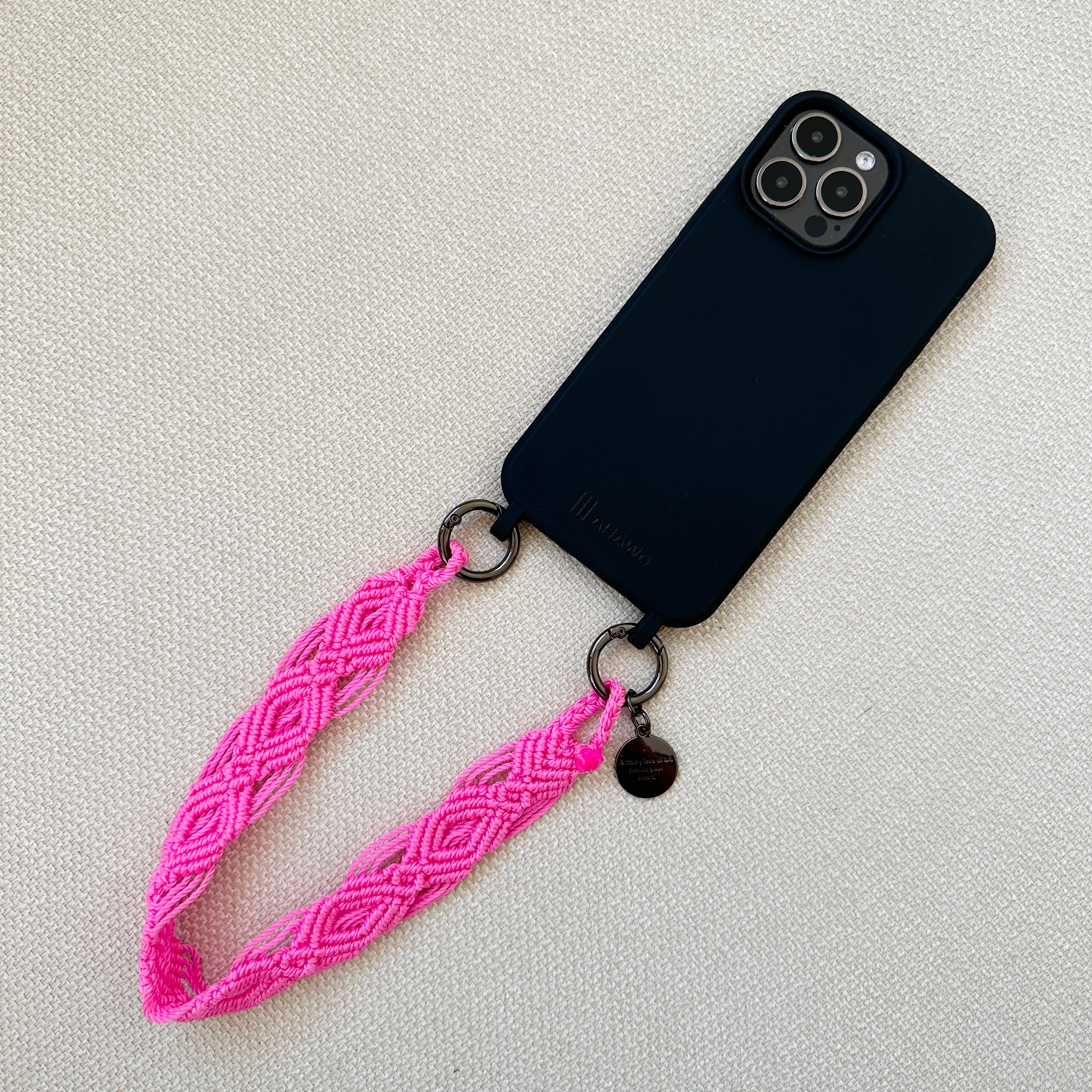 Short Phone Strap with Eyelets "Pink Glo"