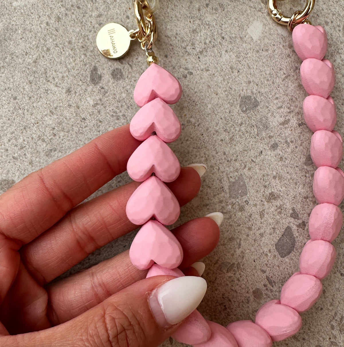 Short Heart Phone Strap Pink