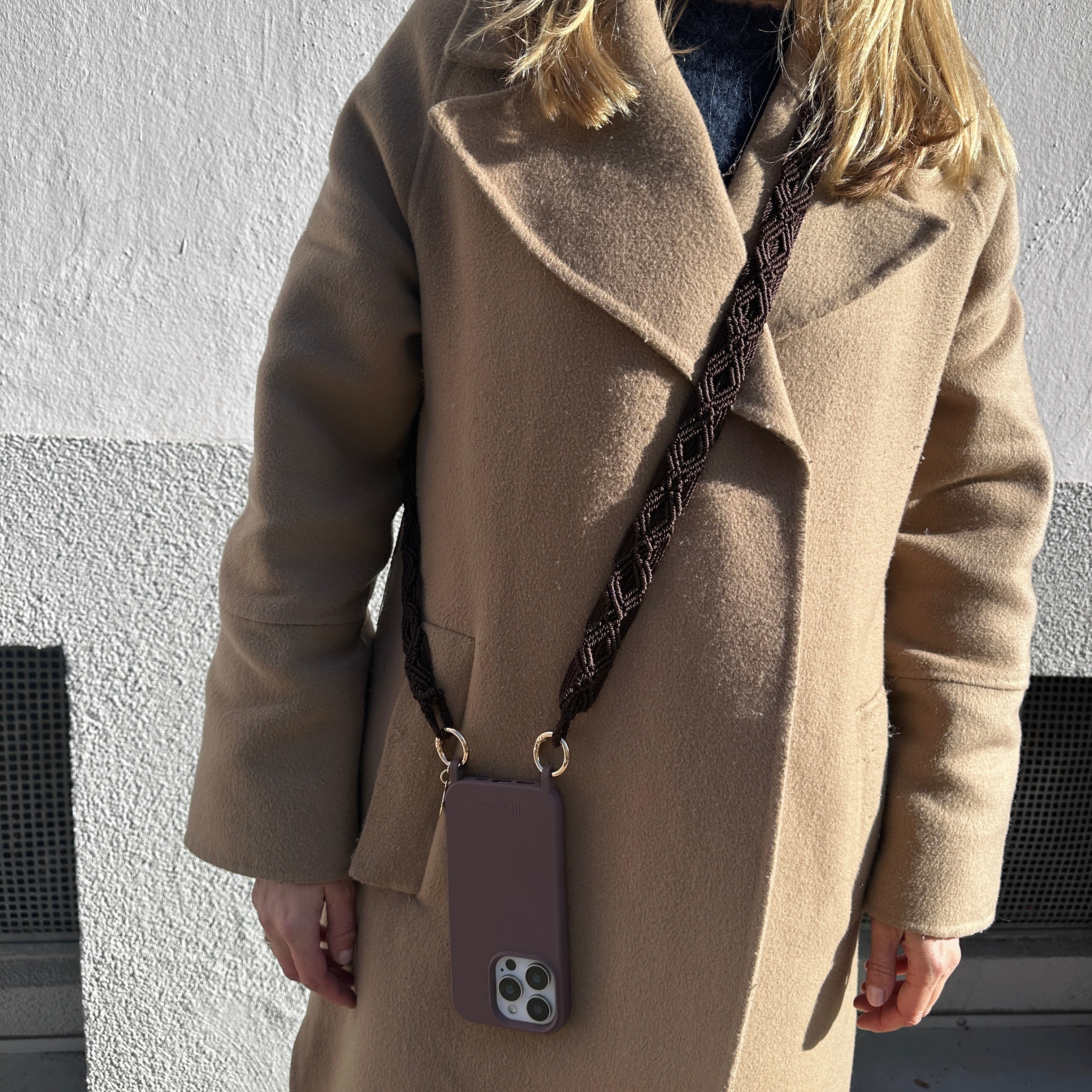 Dark Chocolate Slim Phone Strap with Eyelets