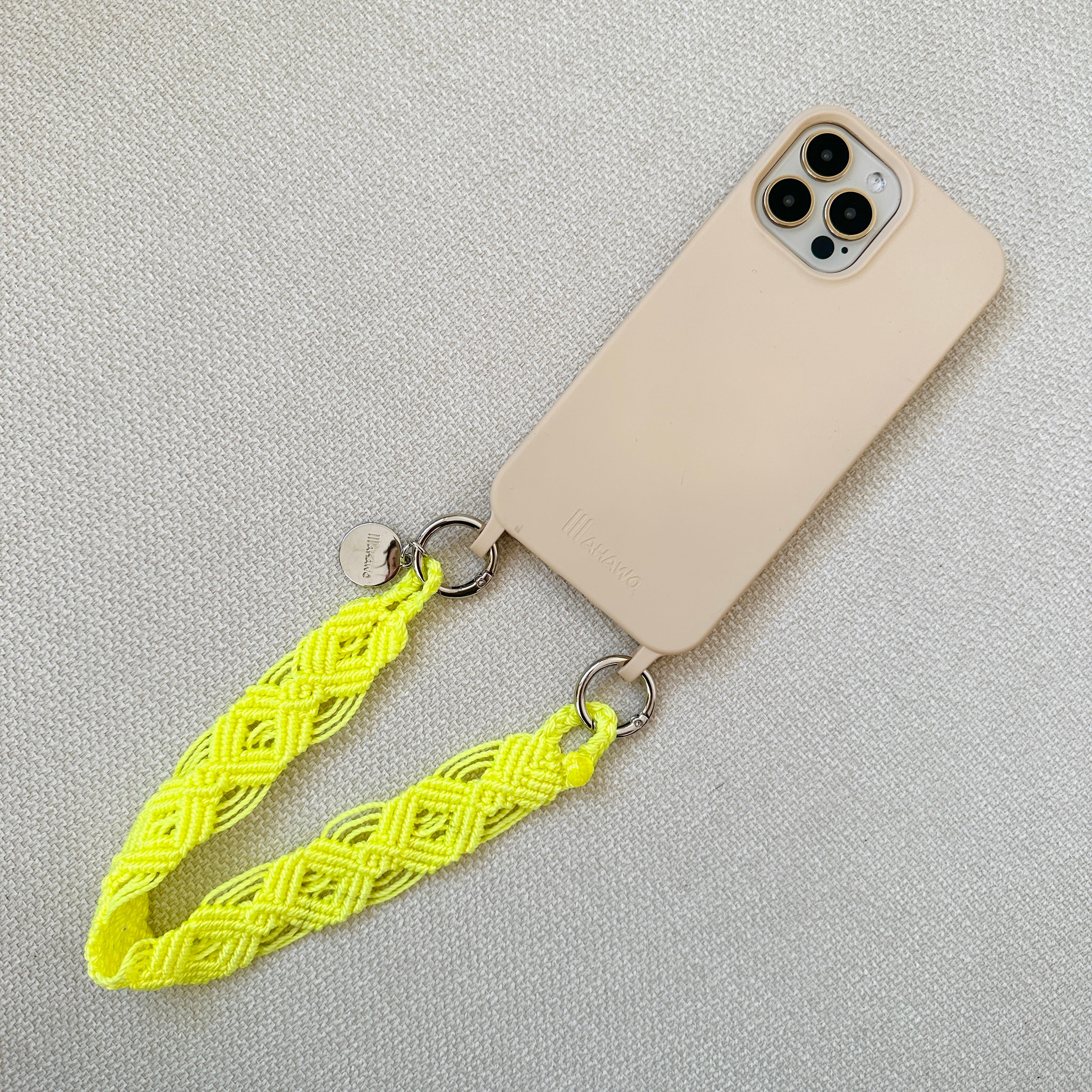 Short Phone Strap with Eyelets "Lemon Tonic"