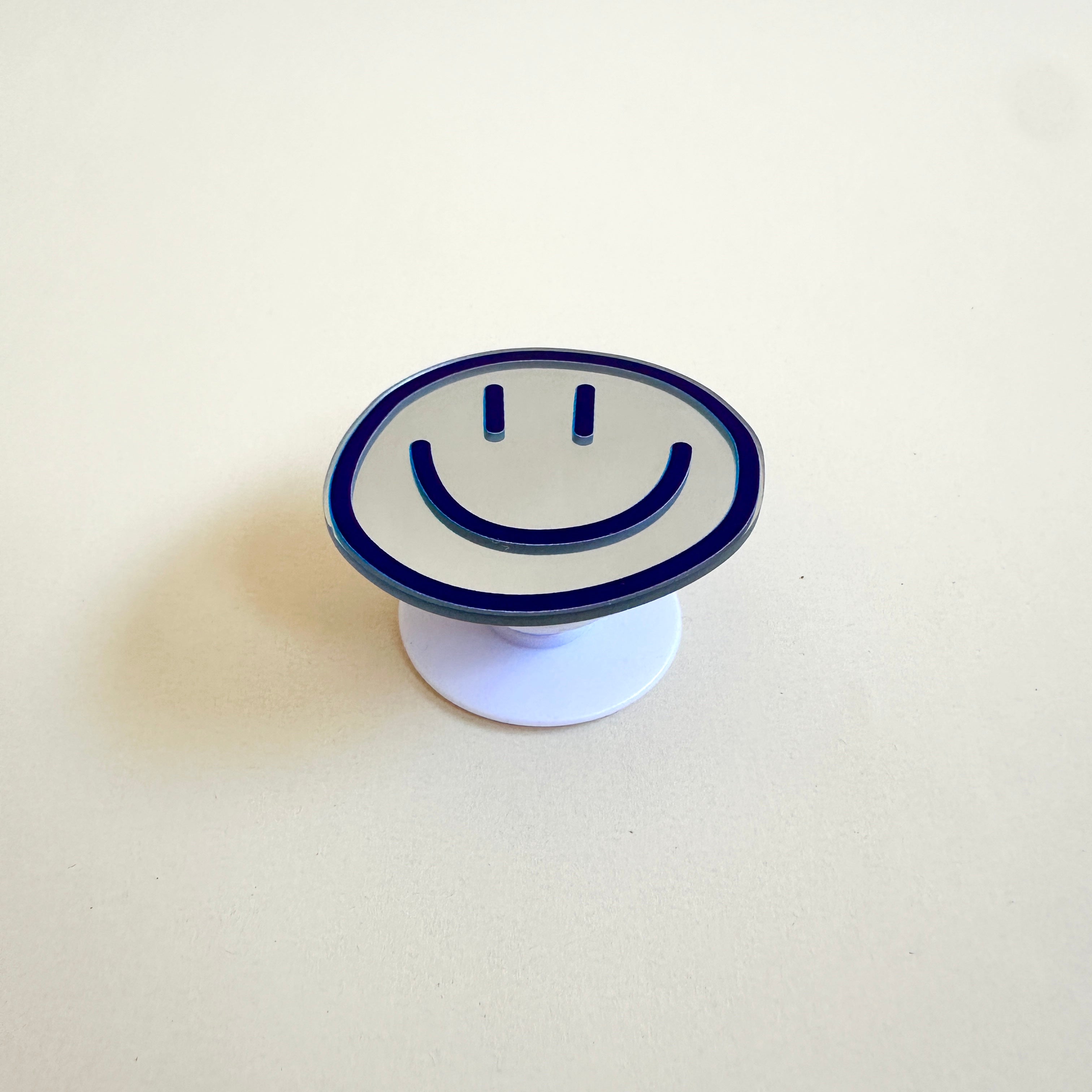Phone Pop Holder Smiley Blue