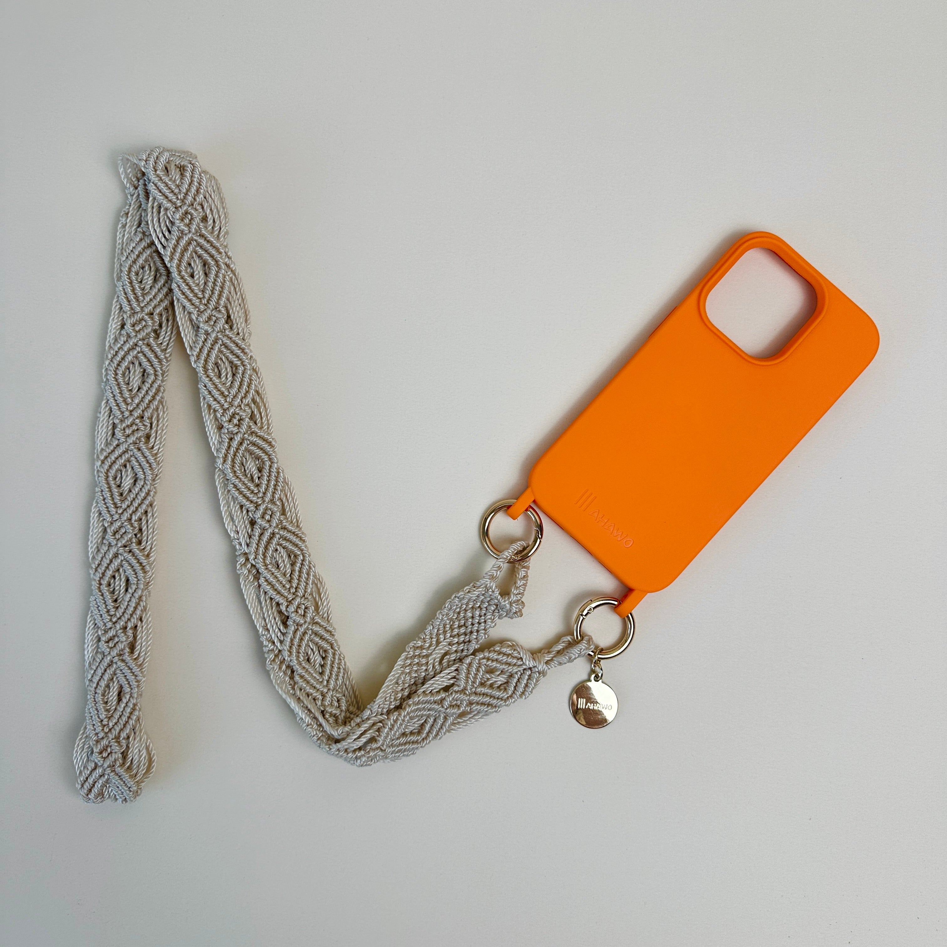 Cream Butter Slim Phone Strap with Eyelets