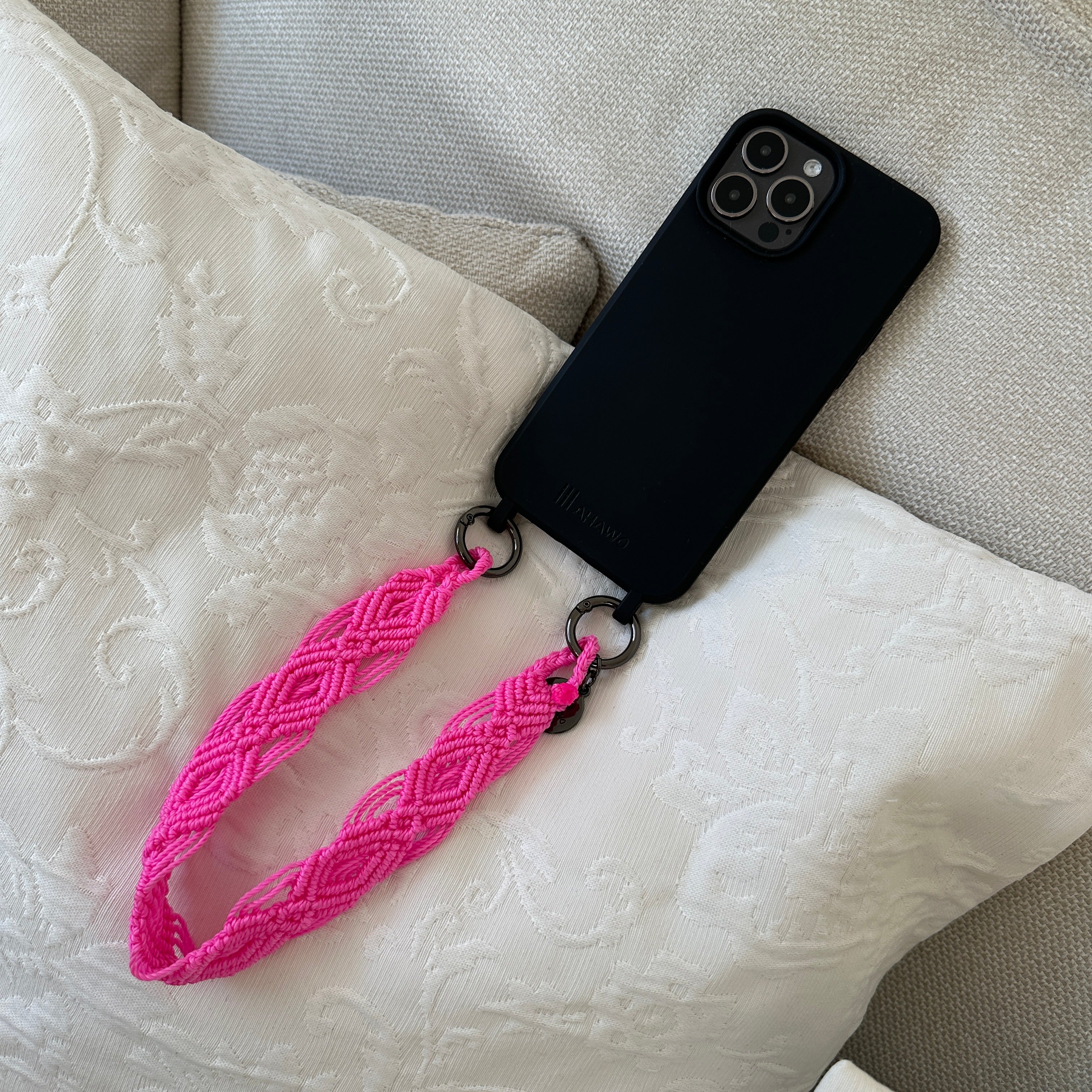 Short Phone Strap with Eyelets "Pink Glo"
