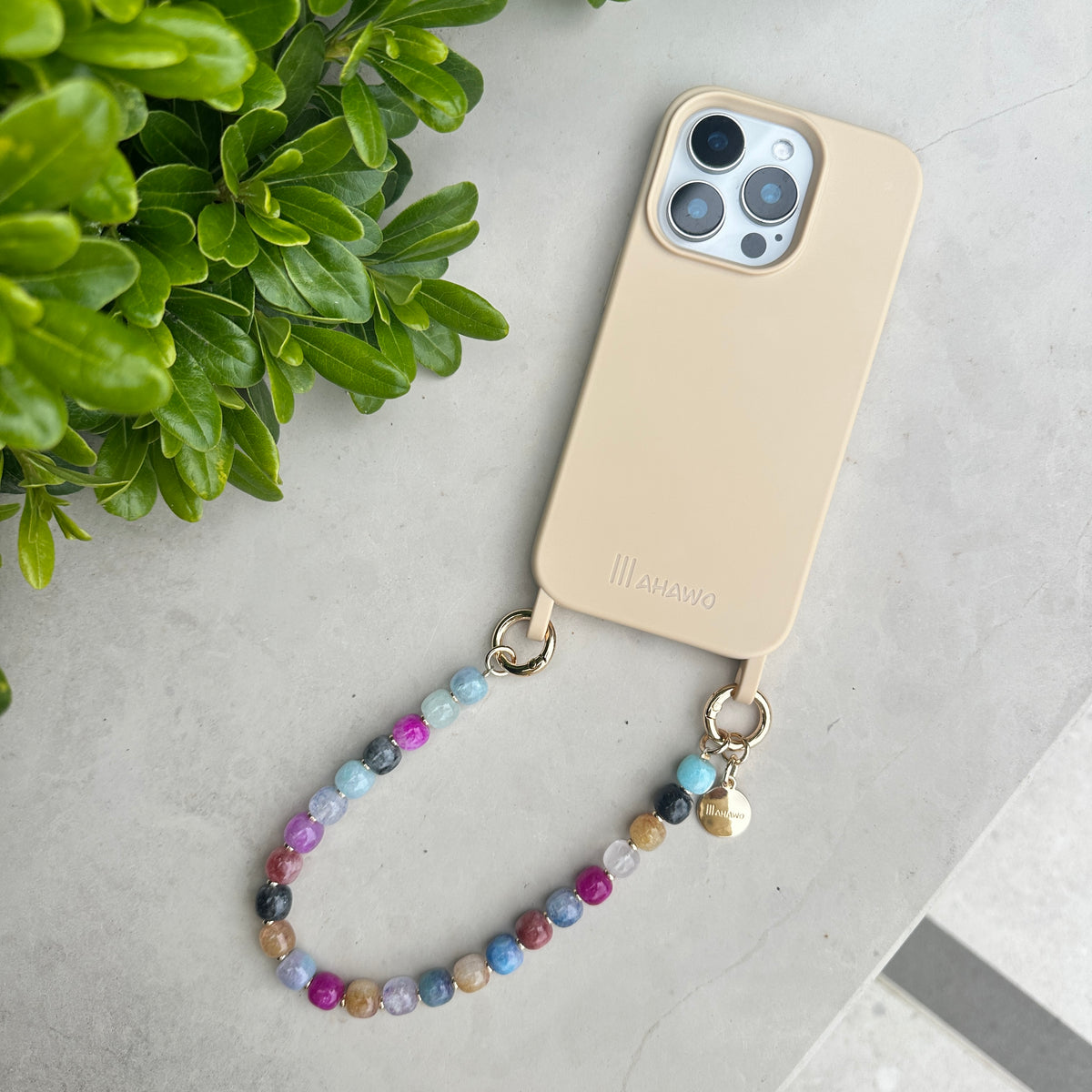 Short Natural Stone Phone Strap Multicolor