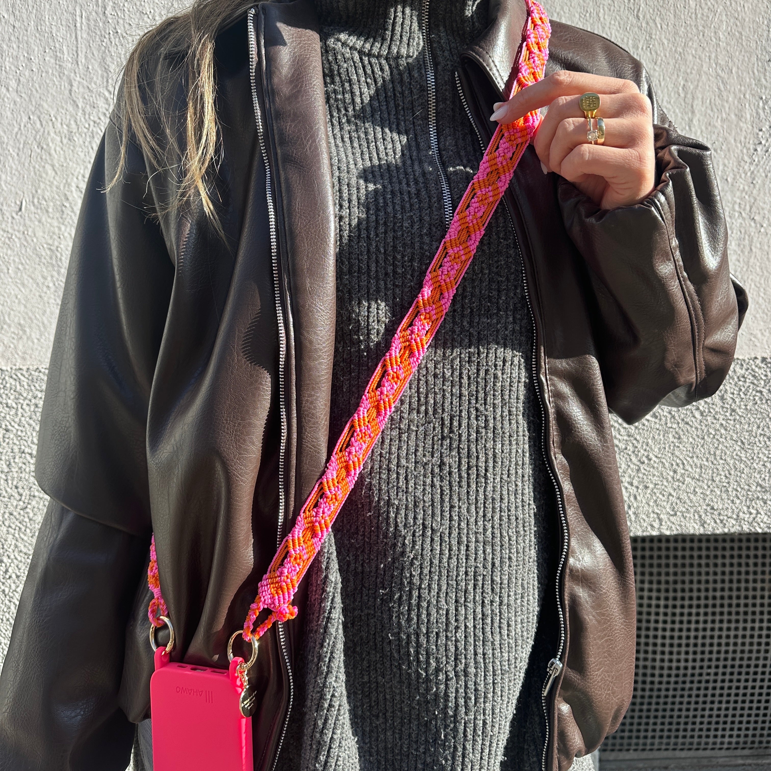 Pink Fire Slim Phone Strap with Eyelets
