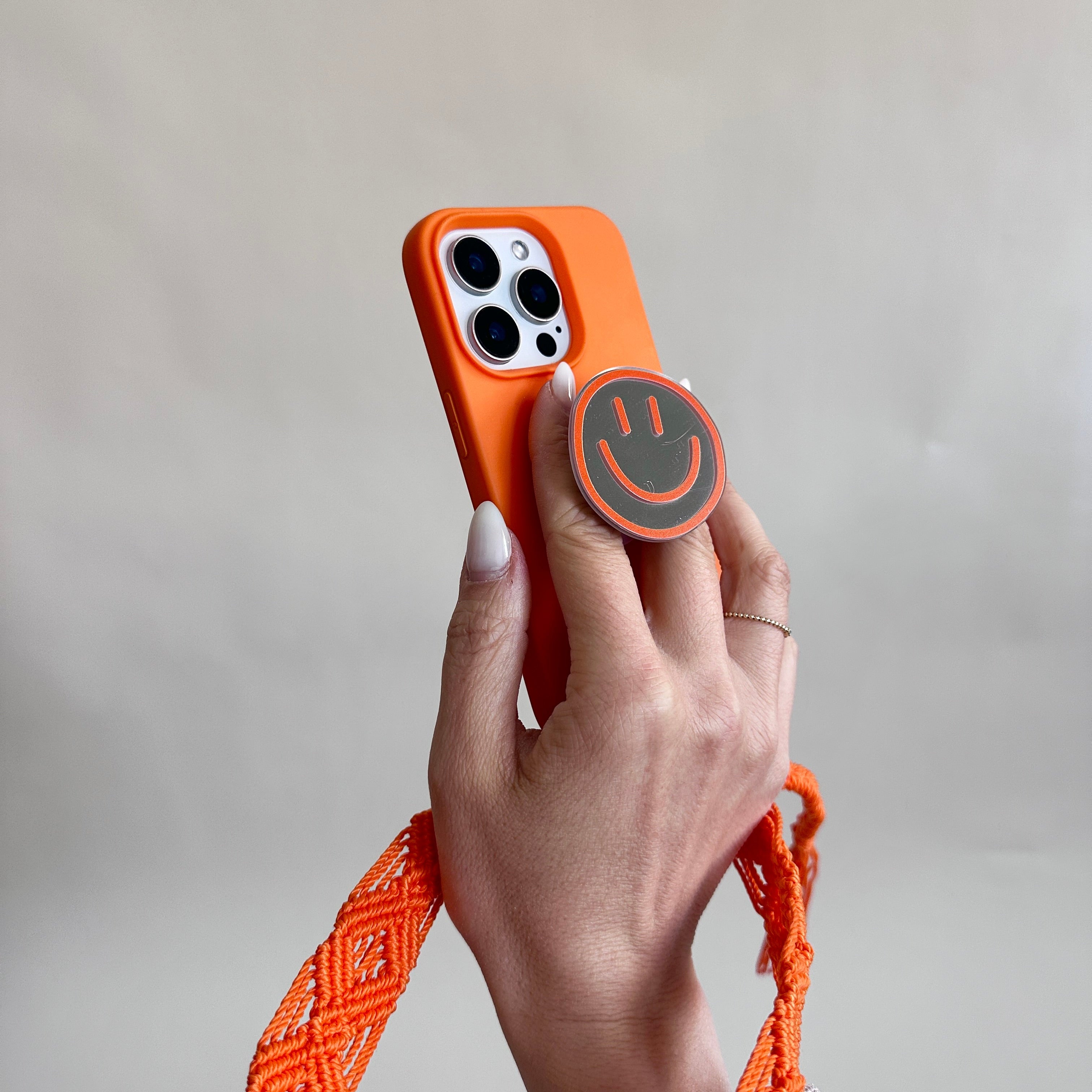 Phone Pop Holder Smiley Orange