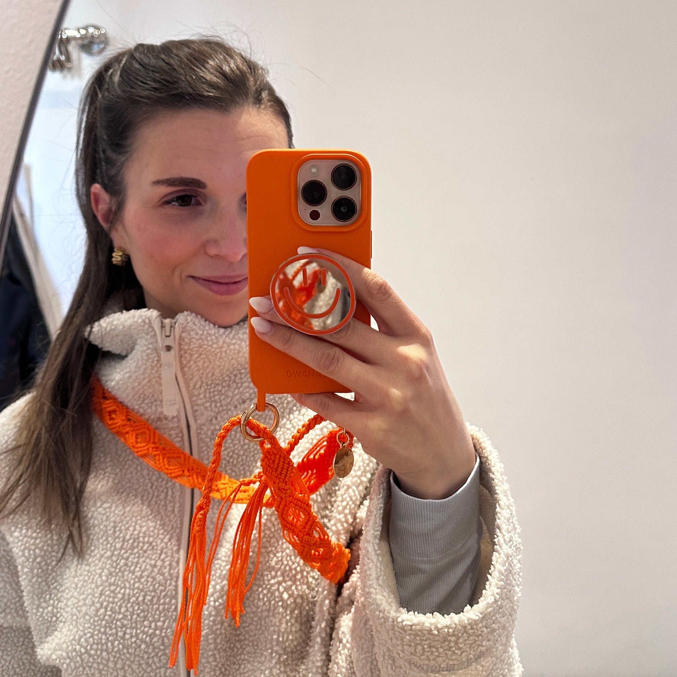 Phone Pop Holder Smiley Orange