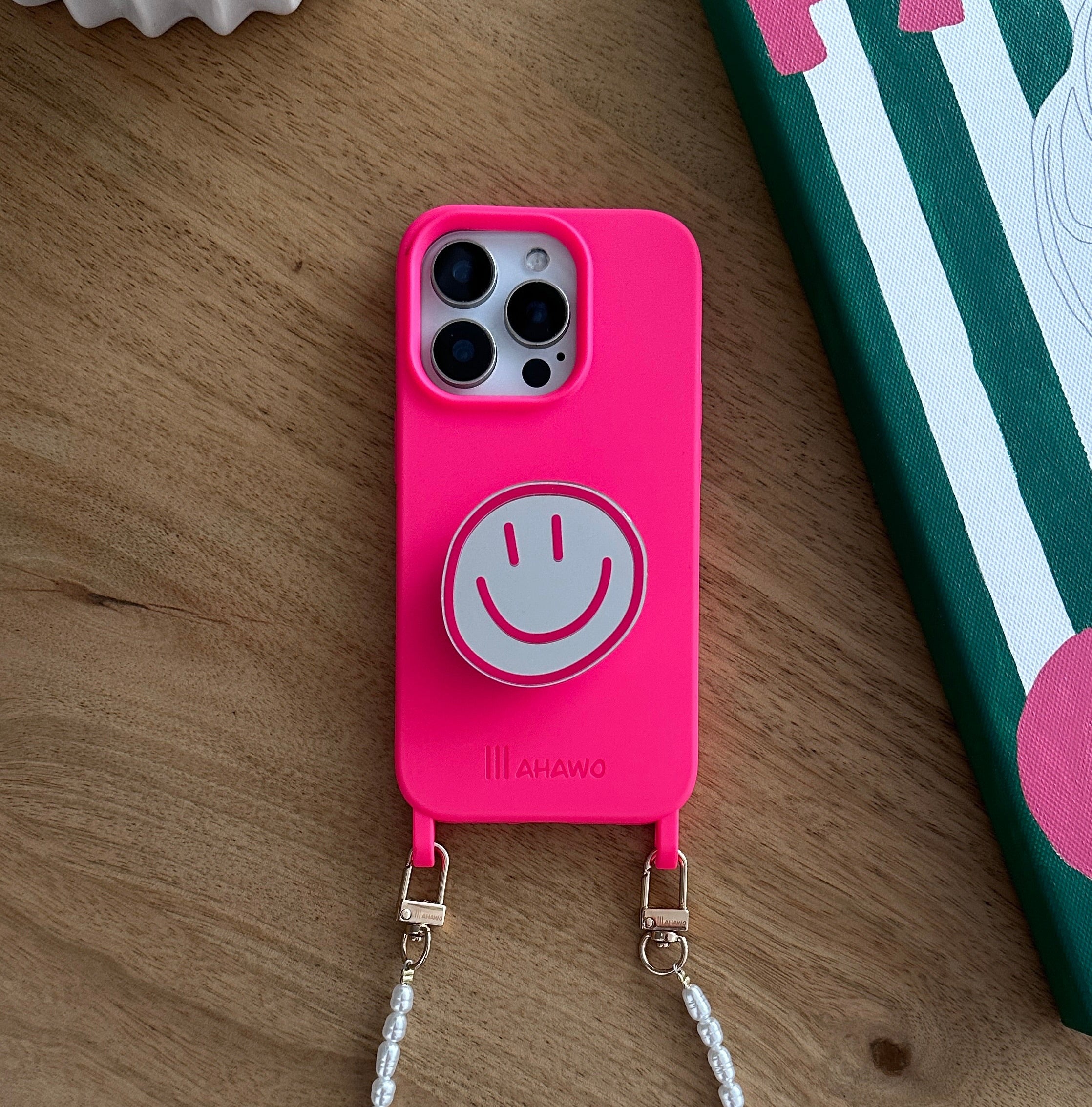 Phone Pop Holder Smiley Pink