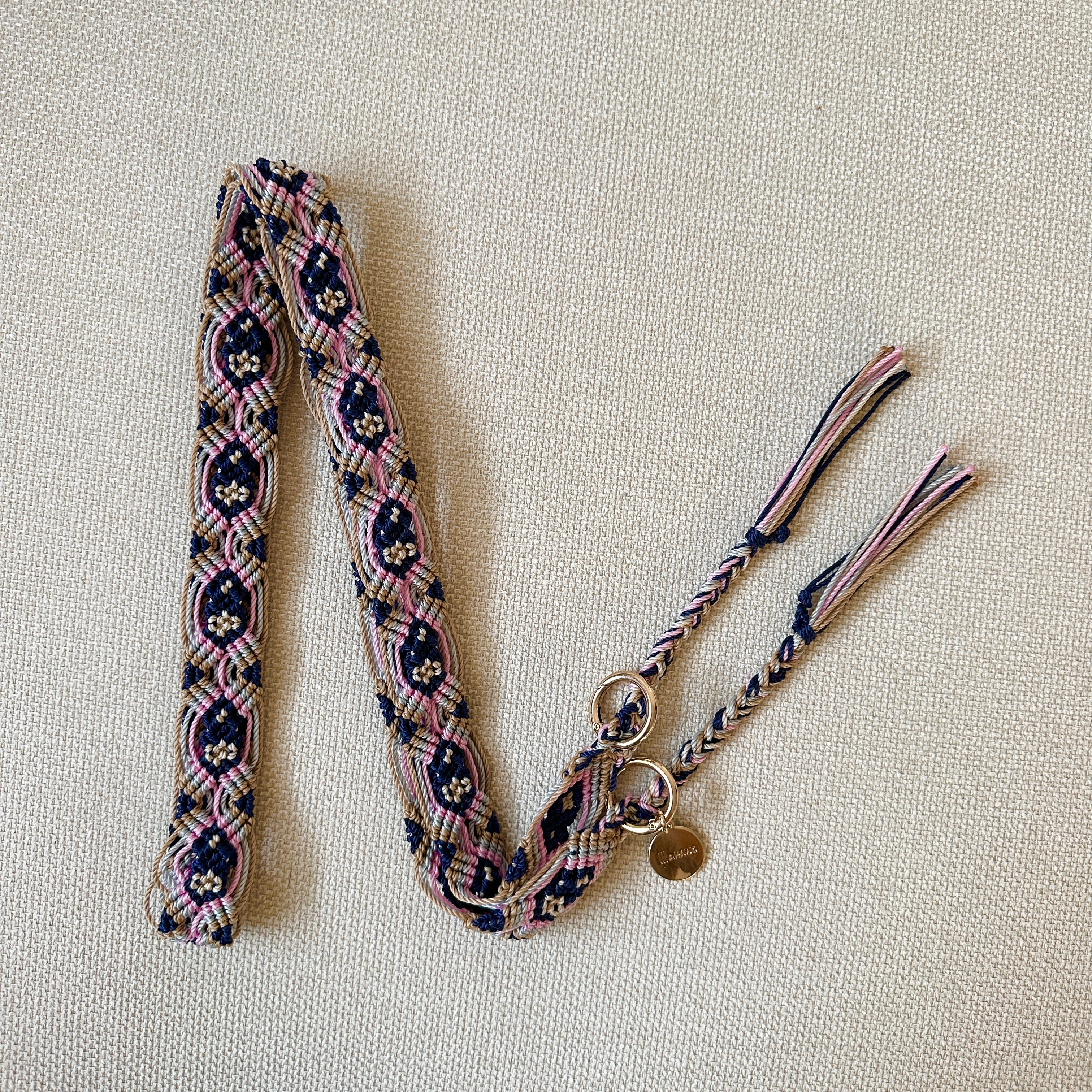 Navy Blossom Slim Phone Strap