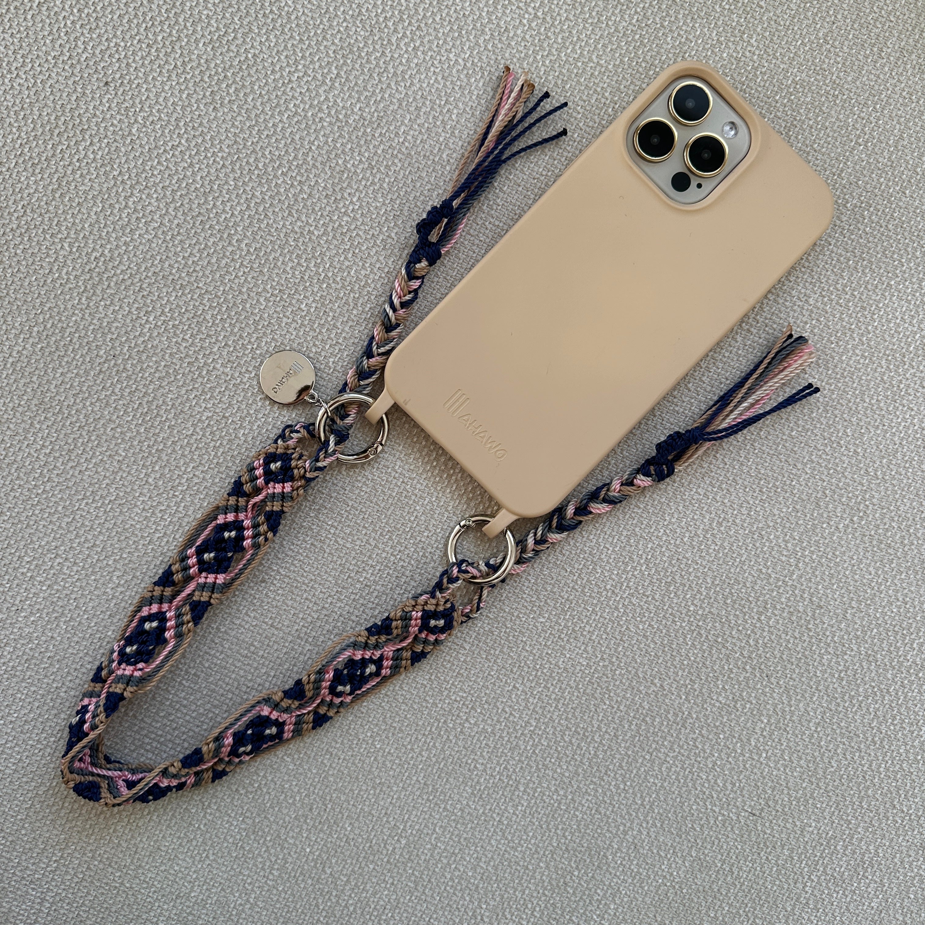 Short Phone Strap "Navy Blossom"