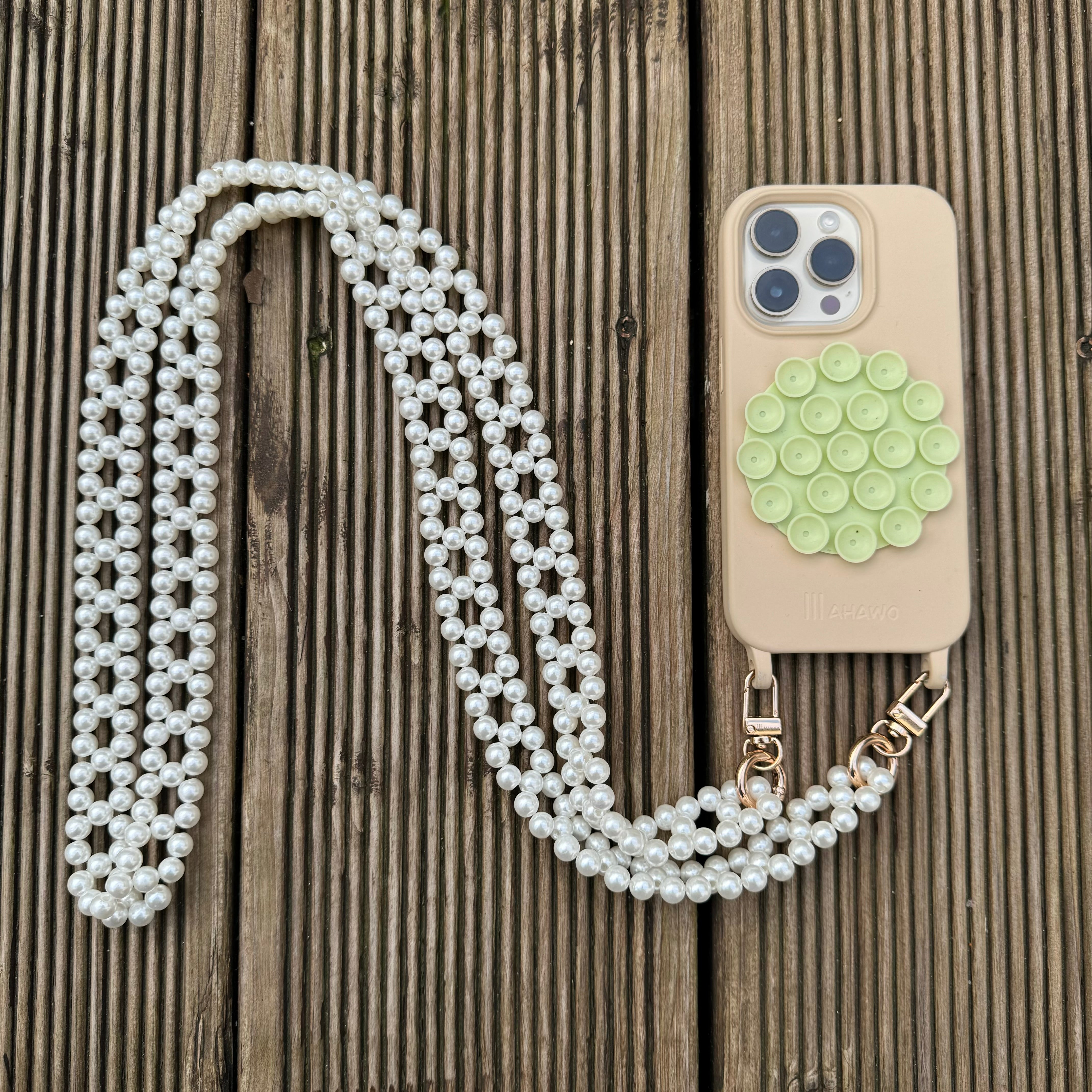 Long Pearl Strap White
