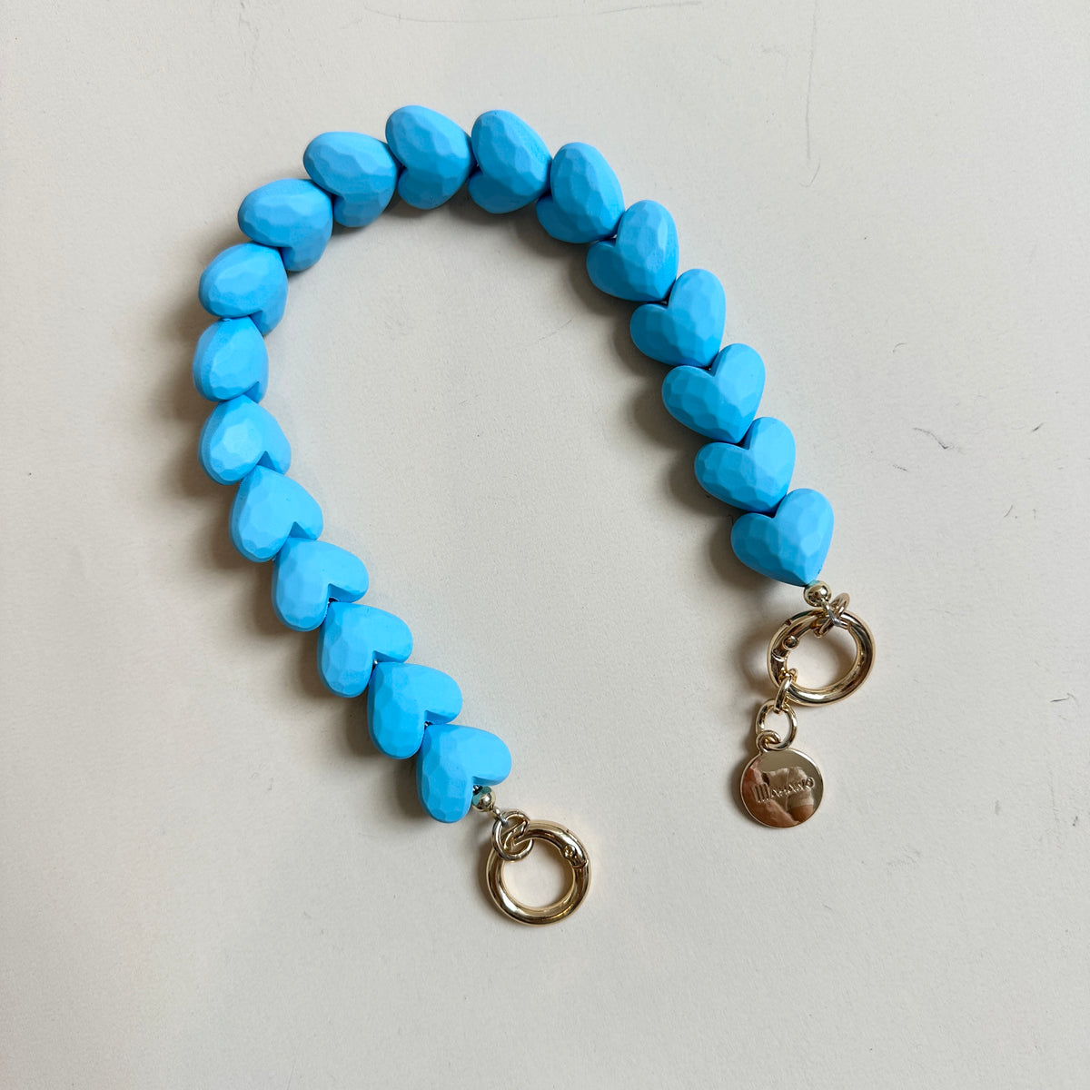 Short Heart Phone Strap Light Blue