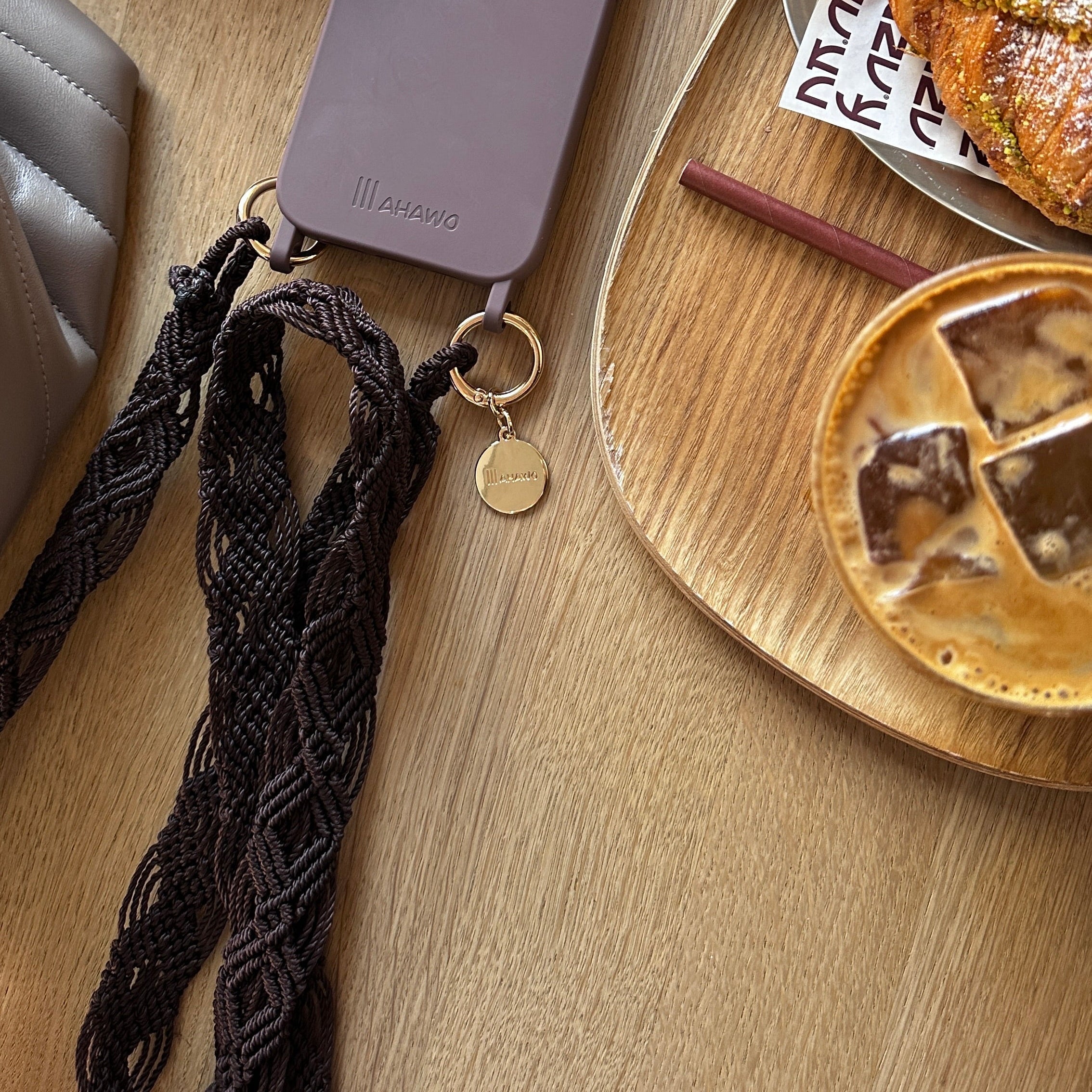 Dark Chocolate Slim Phone Strap with Eyelets