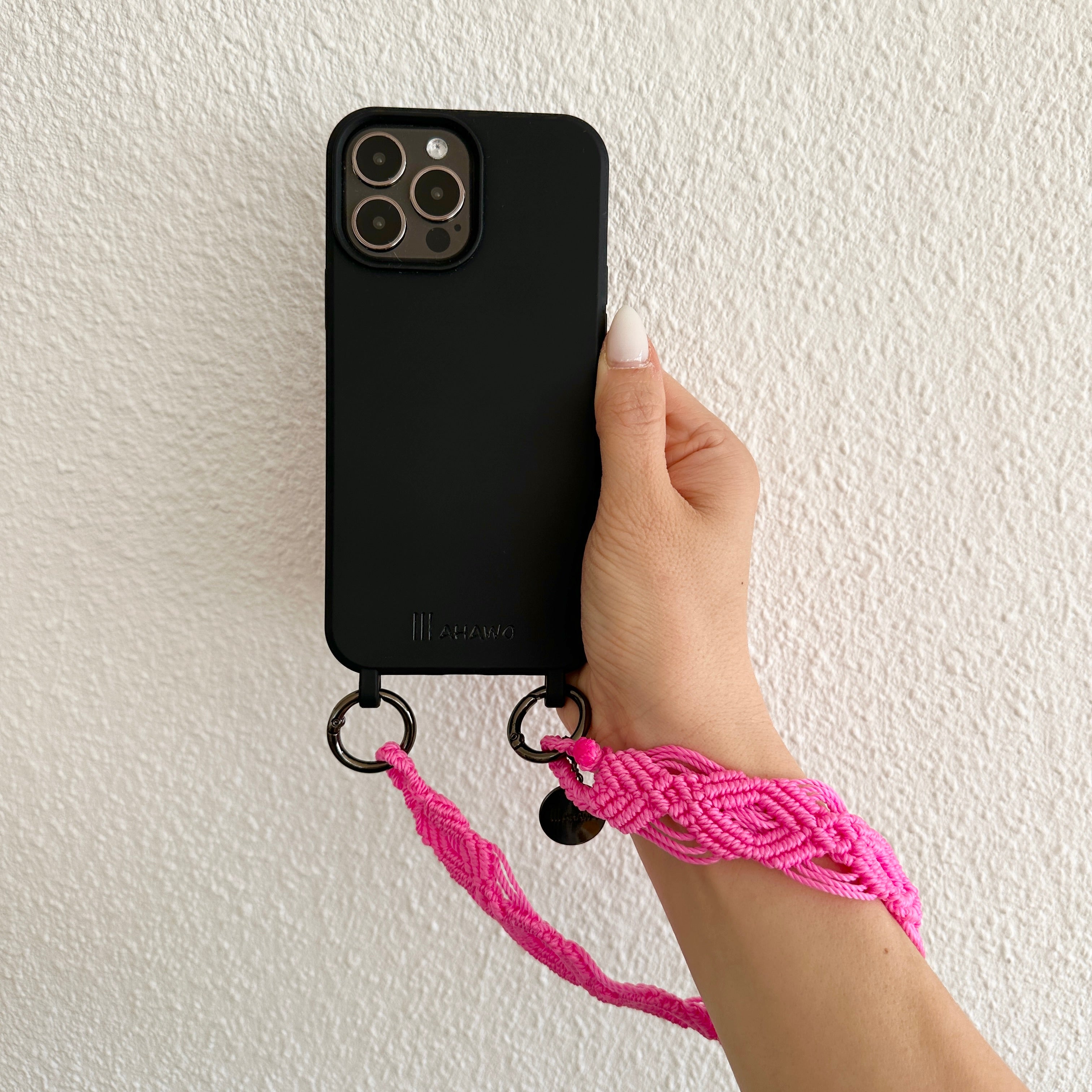 Short Phone Strap with Eyelets "Pink Glo"