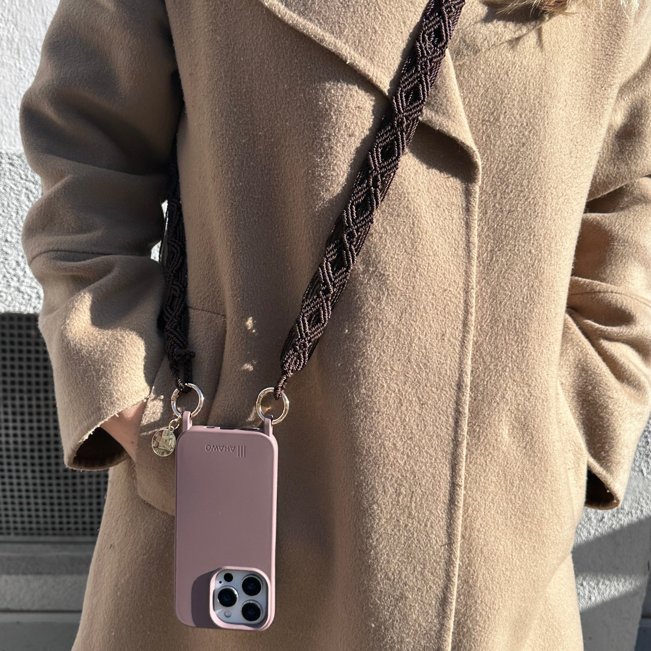 Dark Chocolate Slim Phone Strap with Eyelets