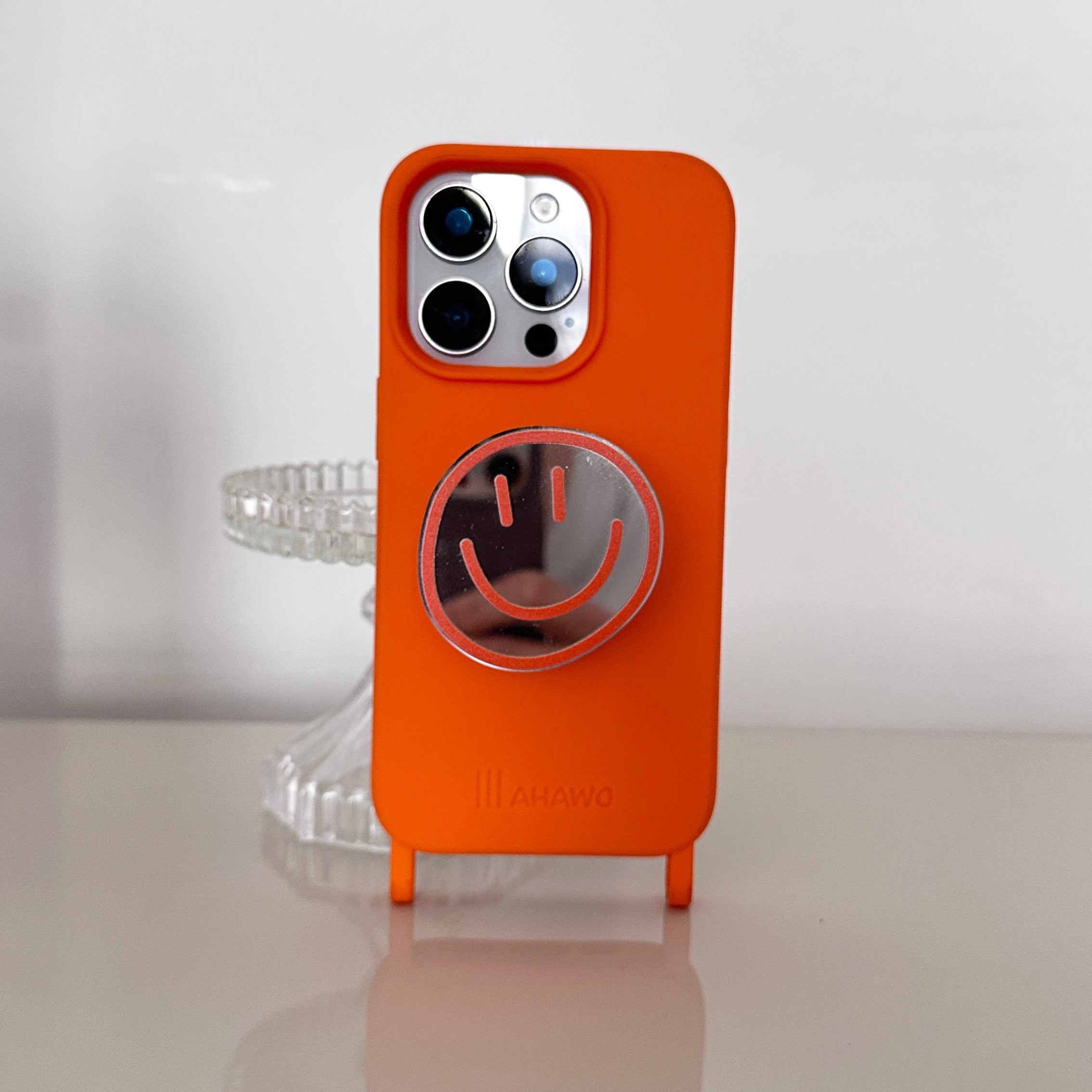 Phone Pop Holder Smiley Orange