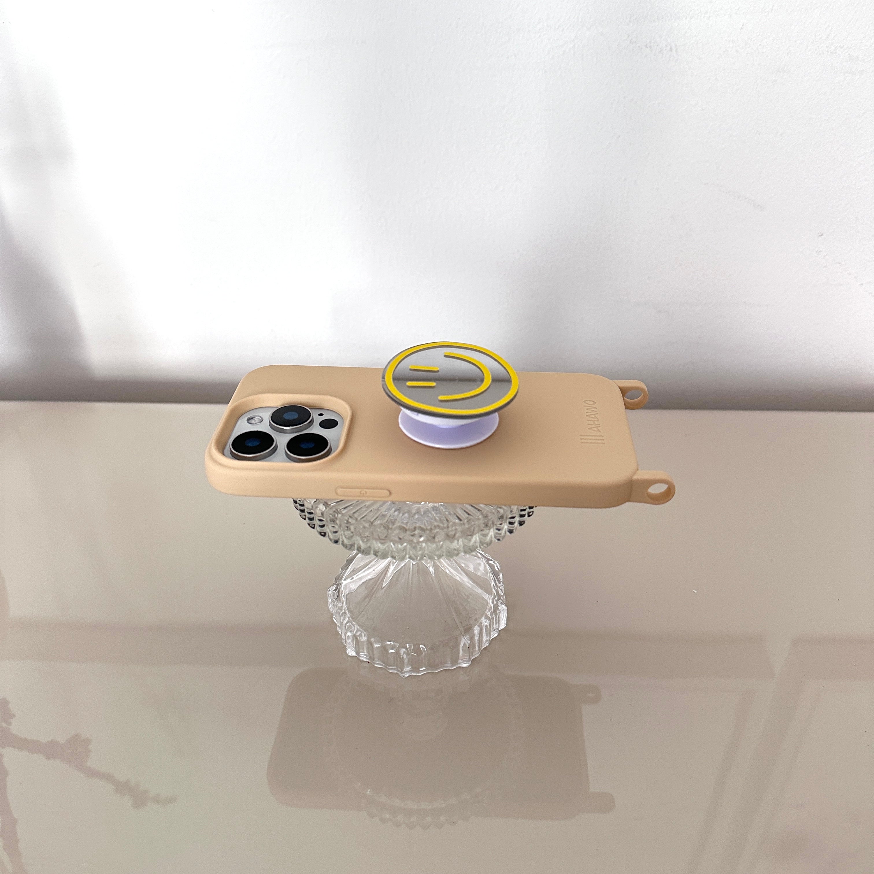 Phone Pop Holder Smiley Yellow