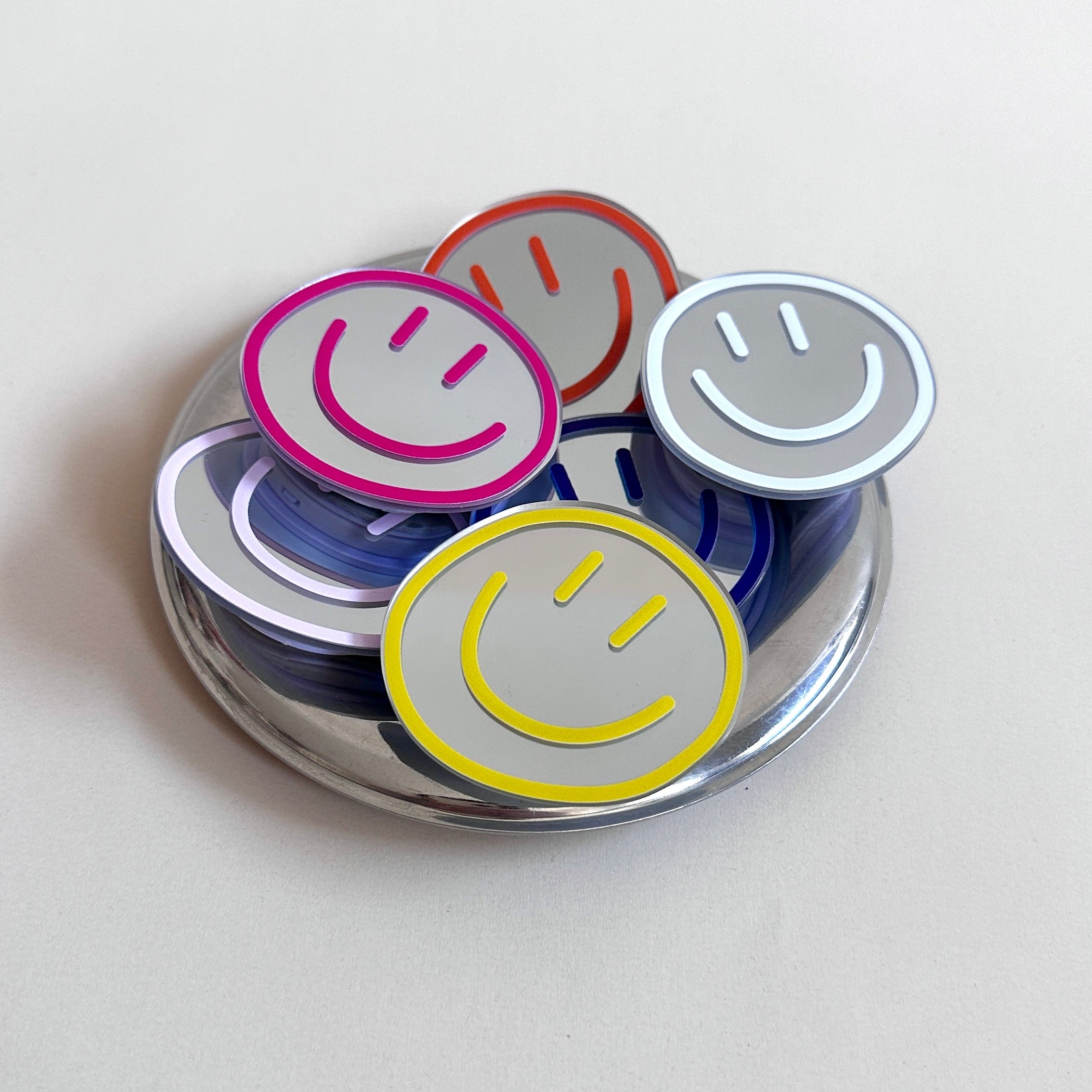 Phone Pop Holder Smiley Blue