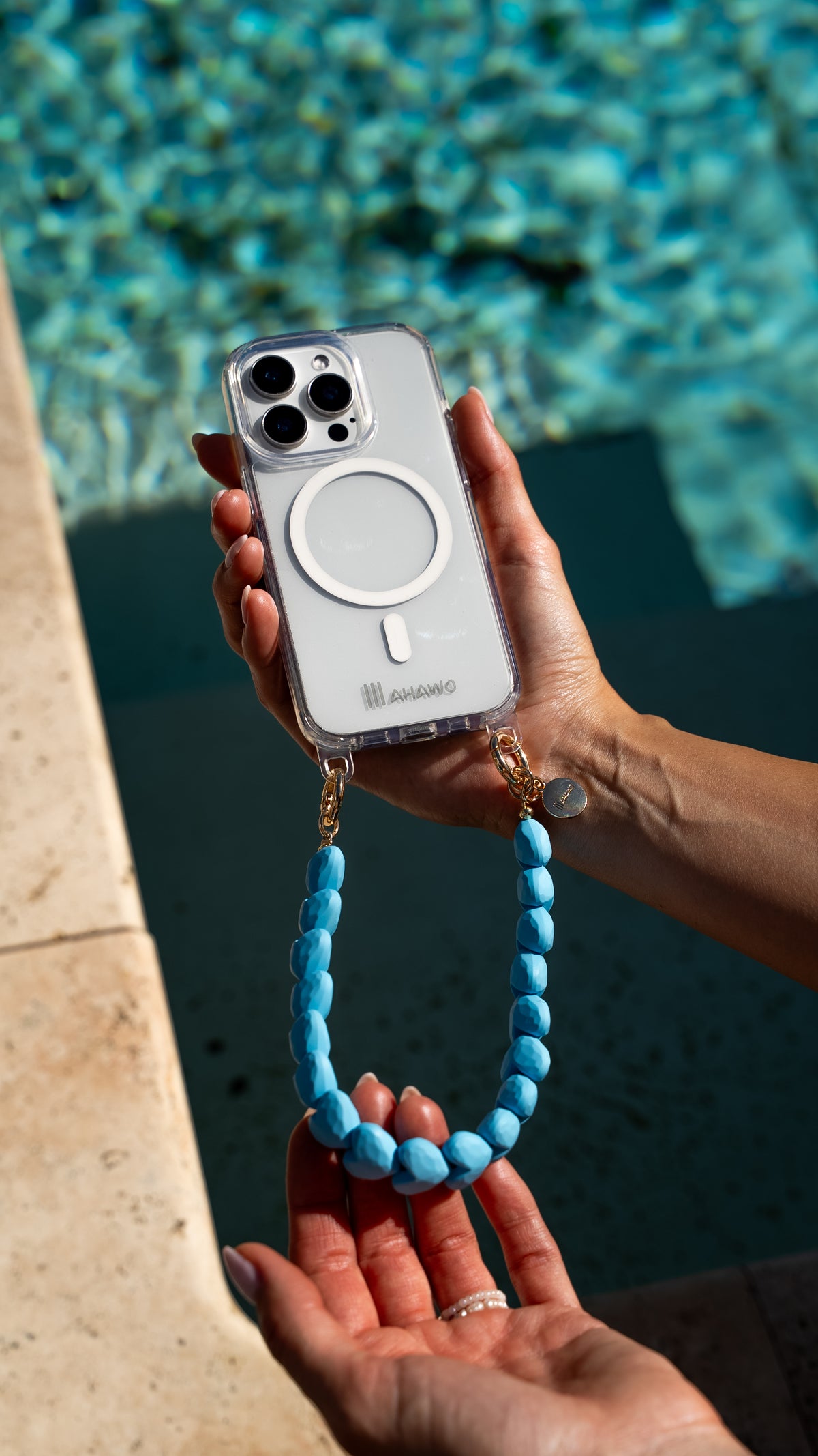 Short Heart Phone Strap Light Blue