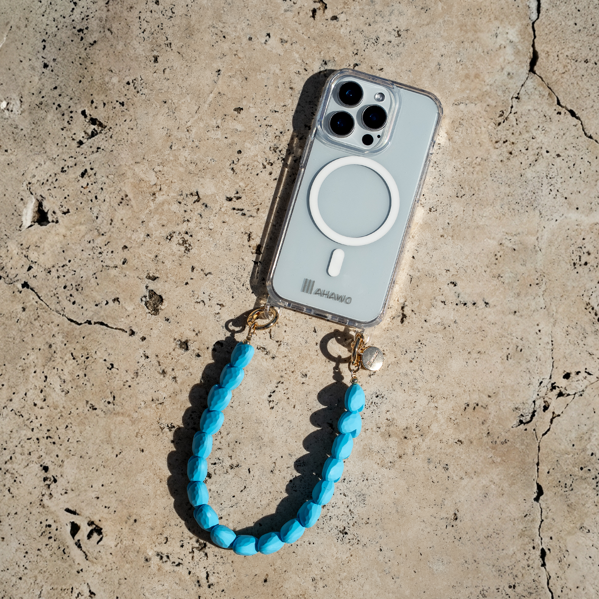 Short Heart Phone Strap Light Blue