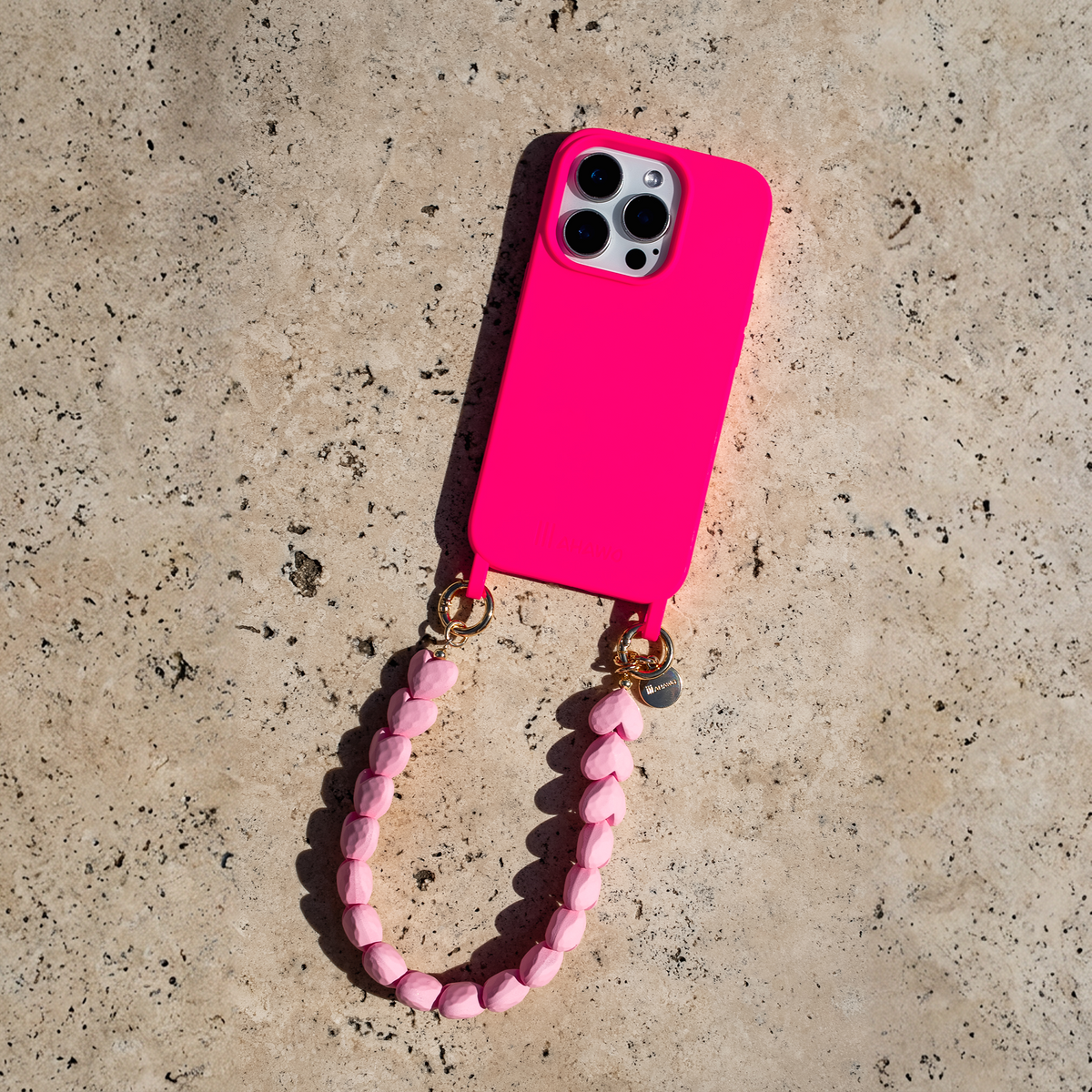 Short Heart Phone Strap Pink