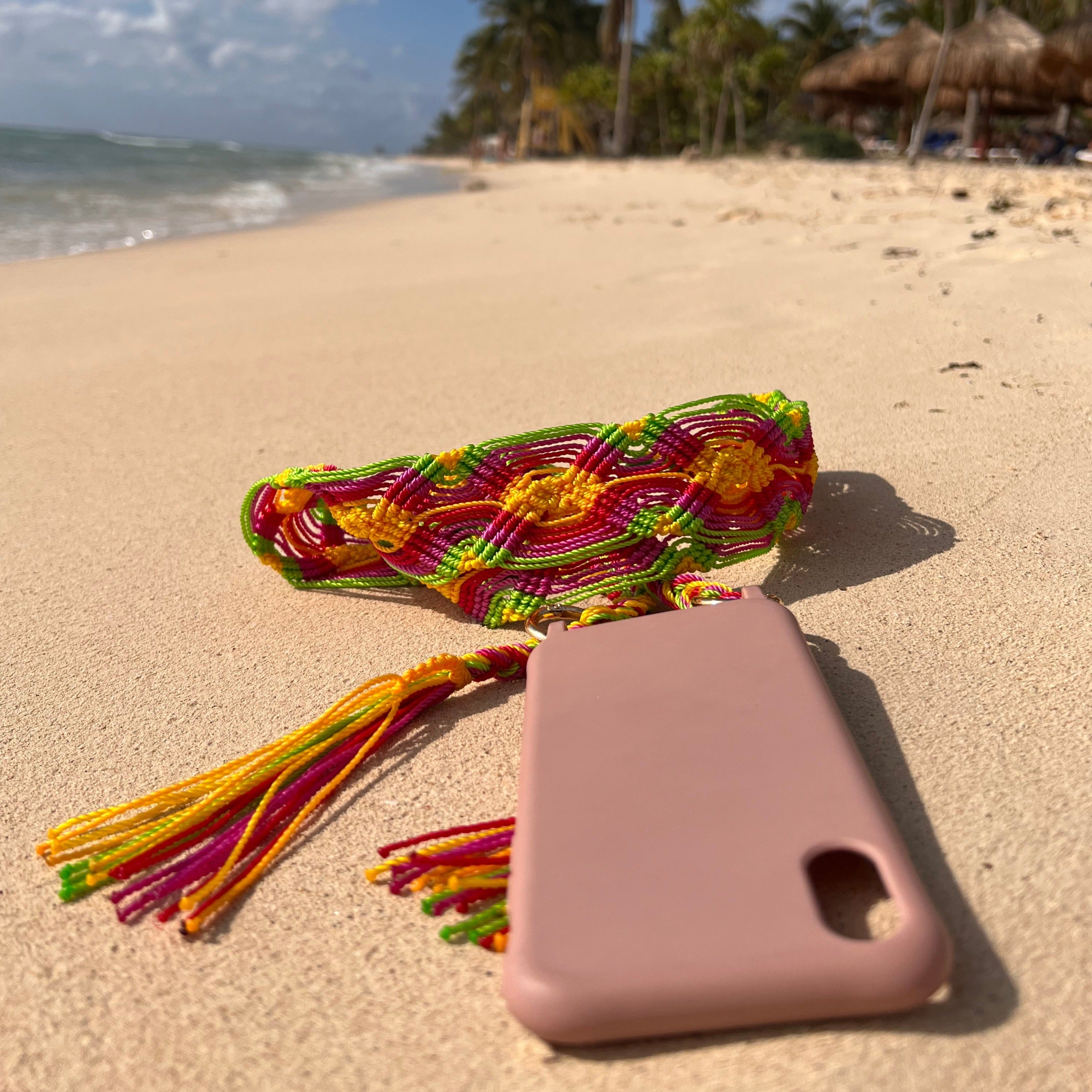 colourful phone and bag strap