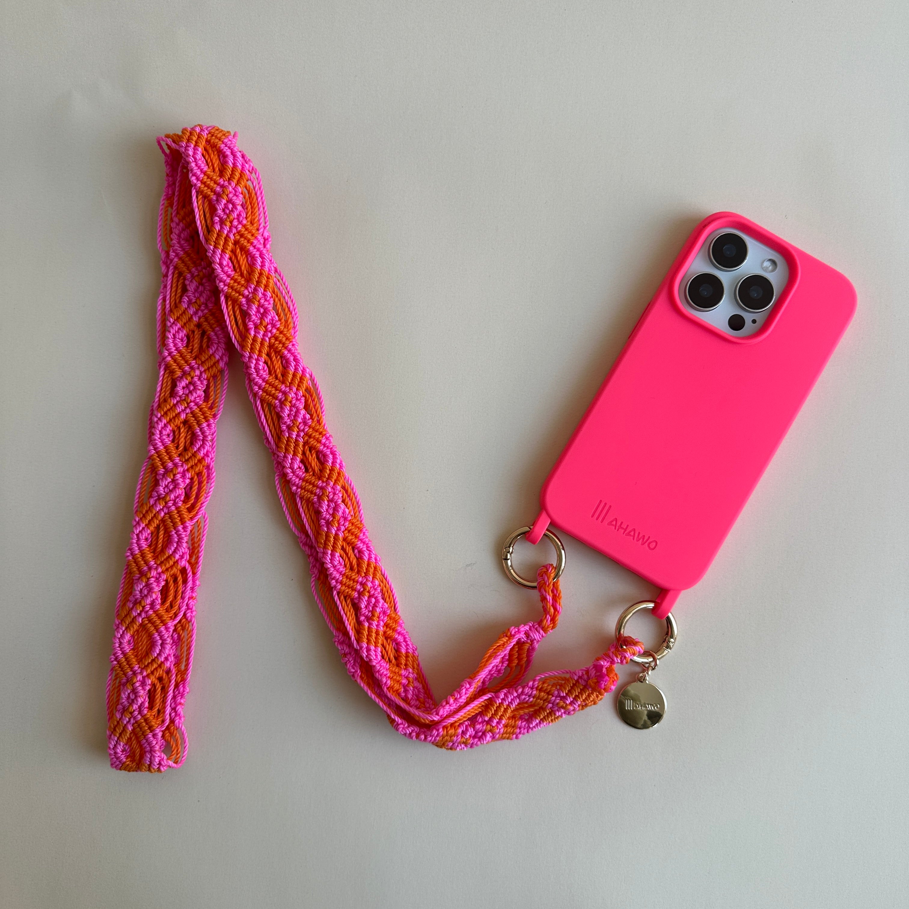 Pink Fire Slim Phone Strap with Eyelets