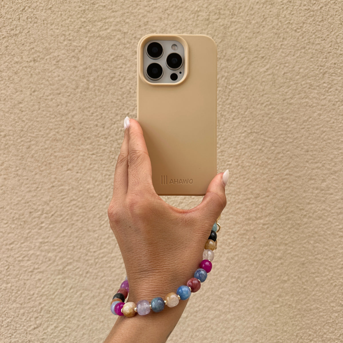 Short Natural Stone Phone Strap Multicolor