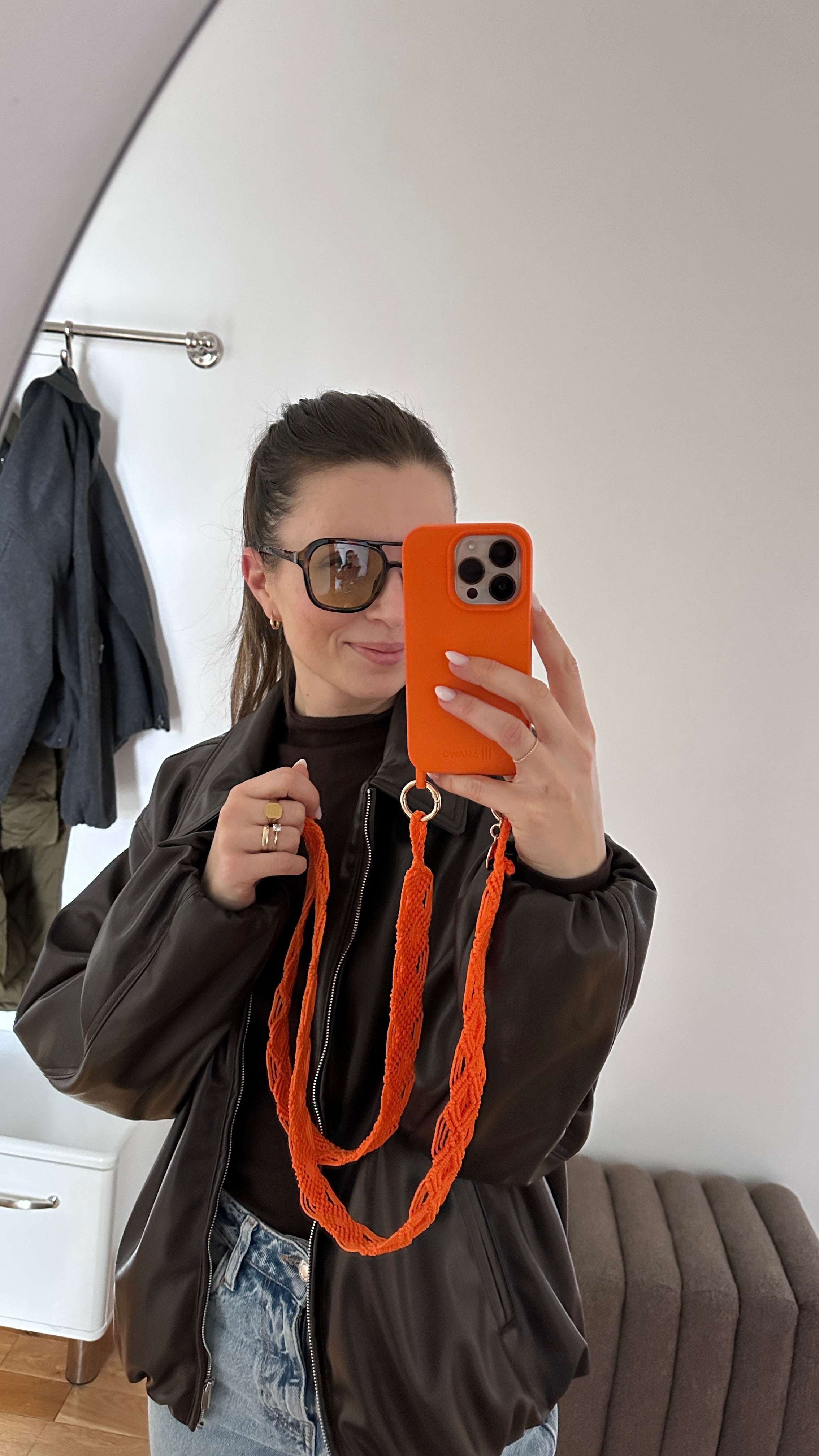 Juicy Orange Slim Phone Strap with Eyelets