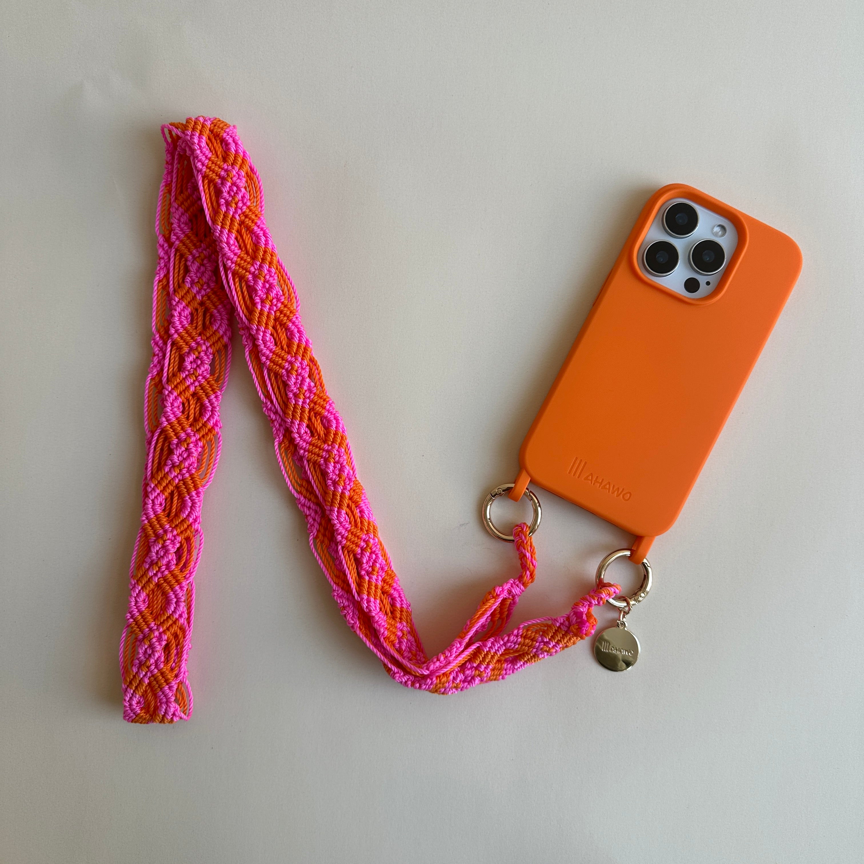 Pink Fire Slim Phone Strap with Eyelets