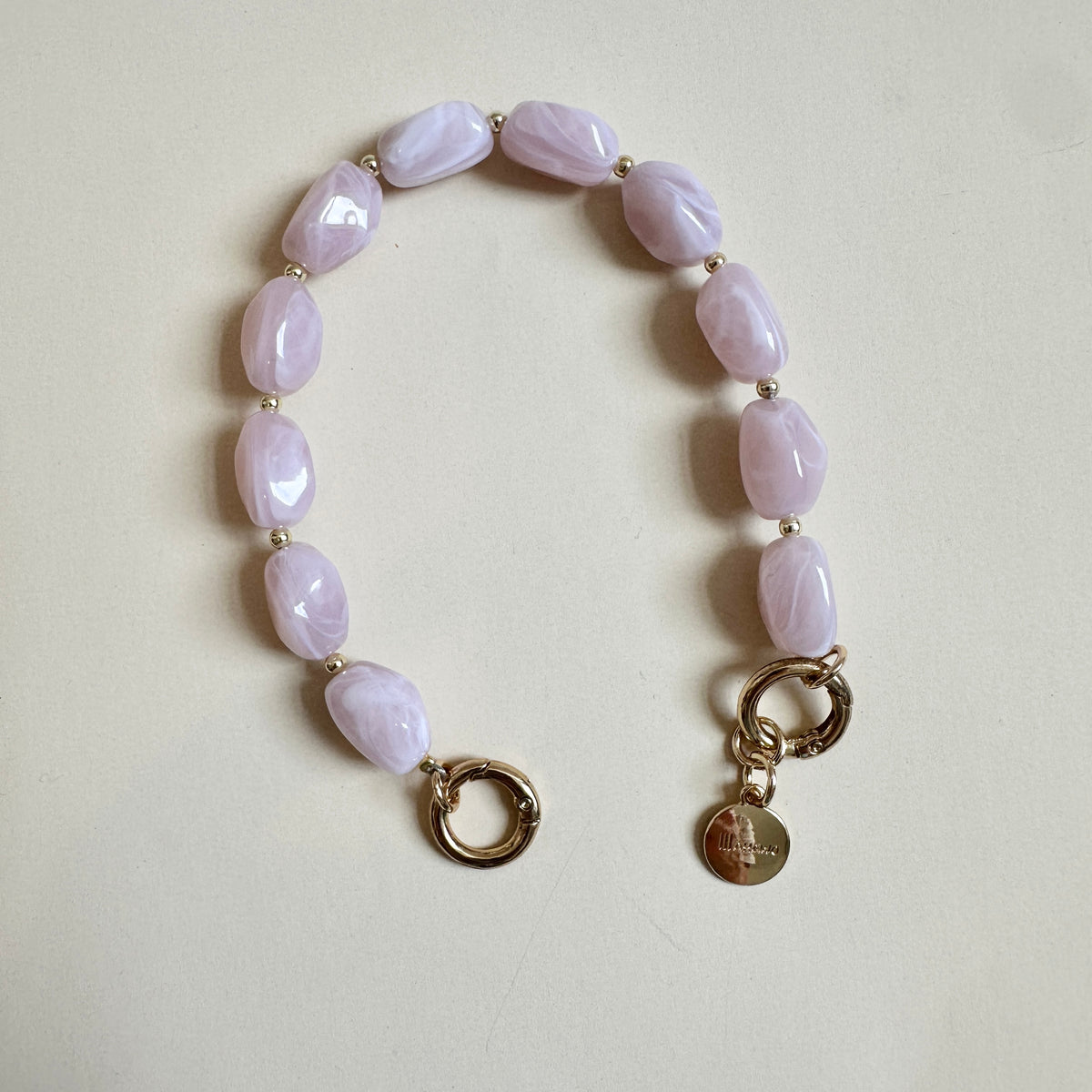 Kurze Handykette in Steinoptik Rosa
