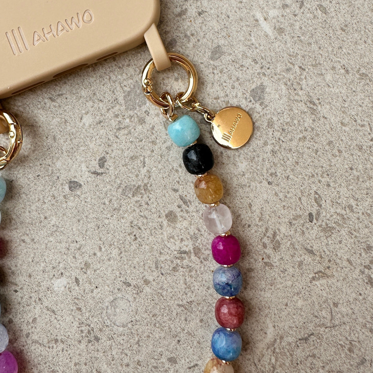 Short Natural Stone Phone Strap Multicolor