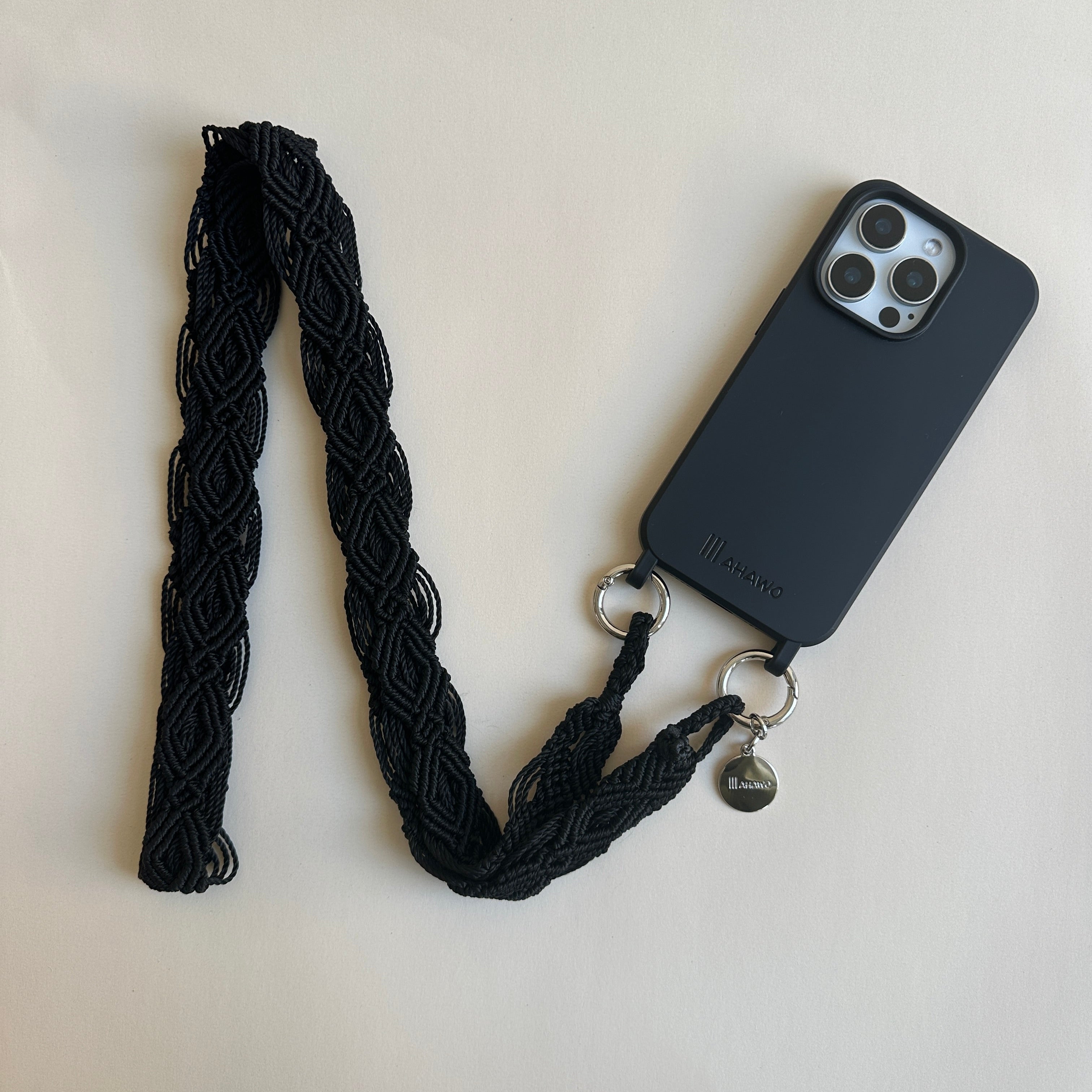 Black Pearl Slim Phone Strap with Eyelets