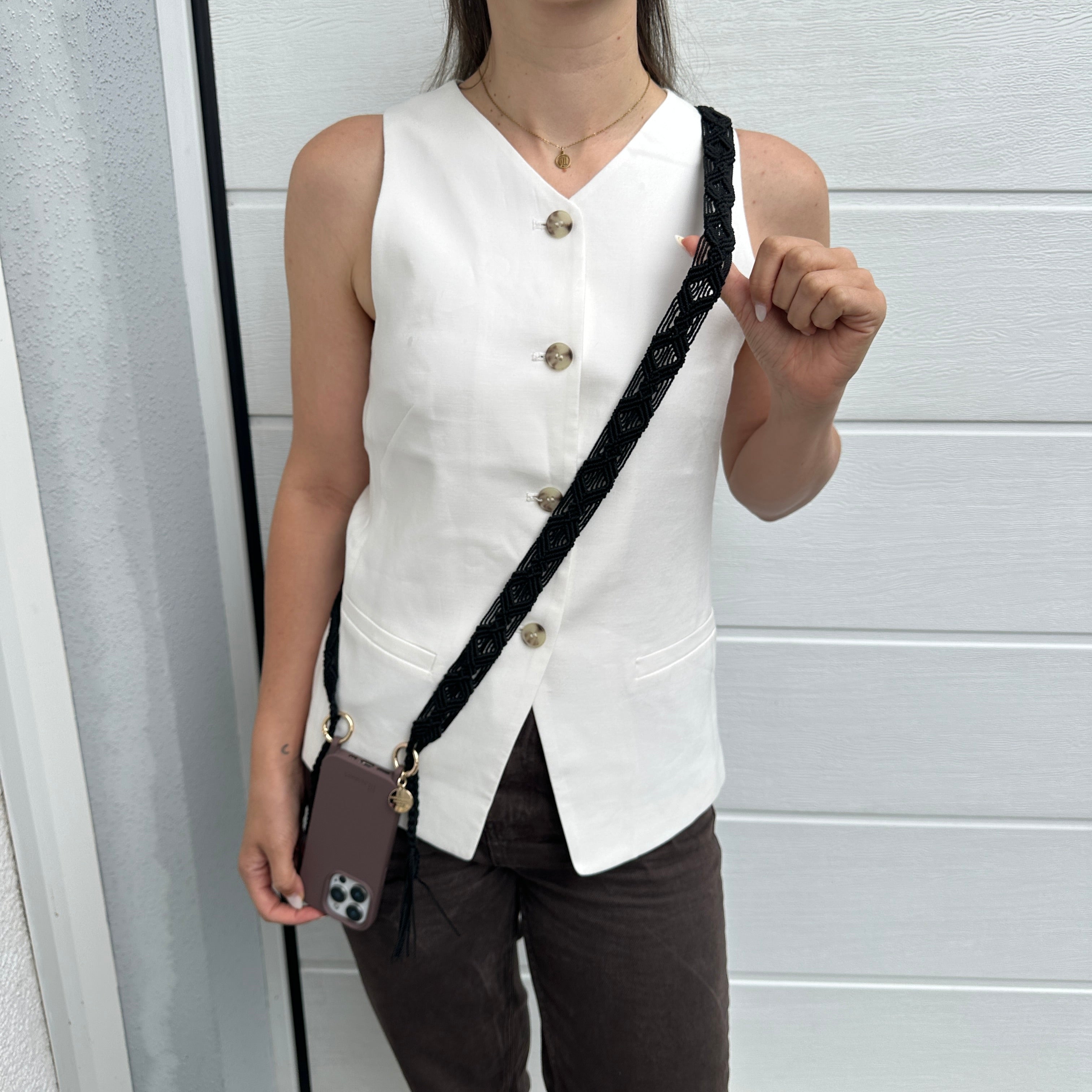 Black Pearl Slim Phone Strap