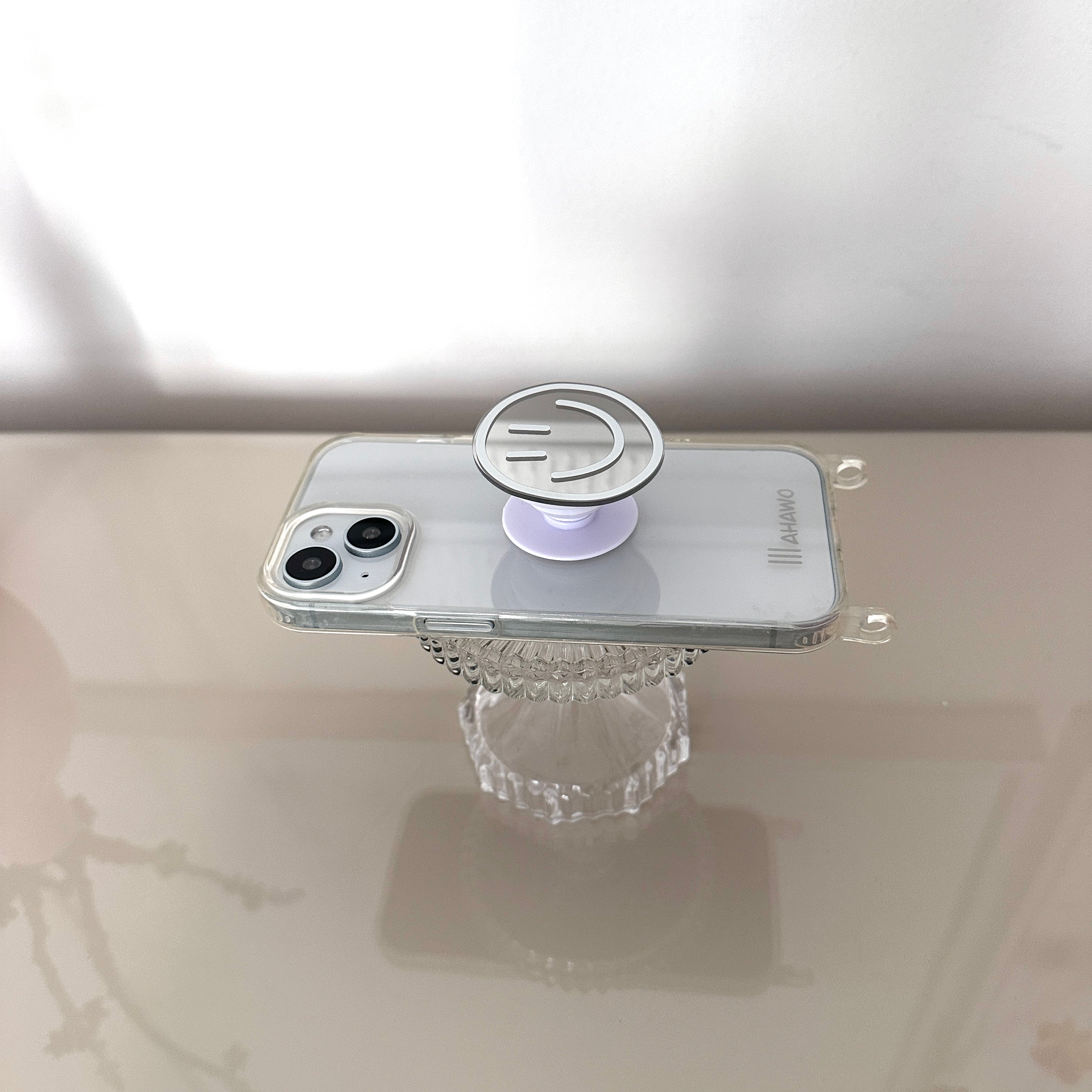 Phone Pop Holder Smiley White