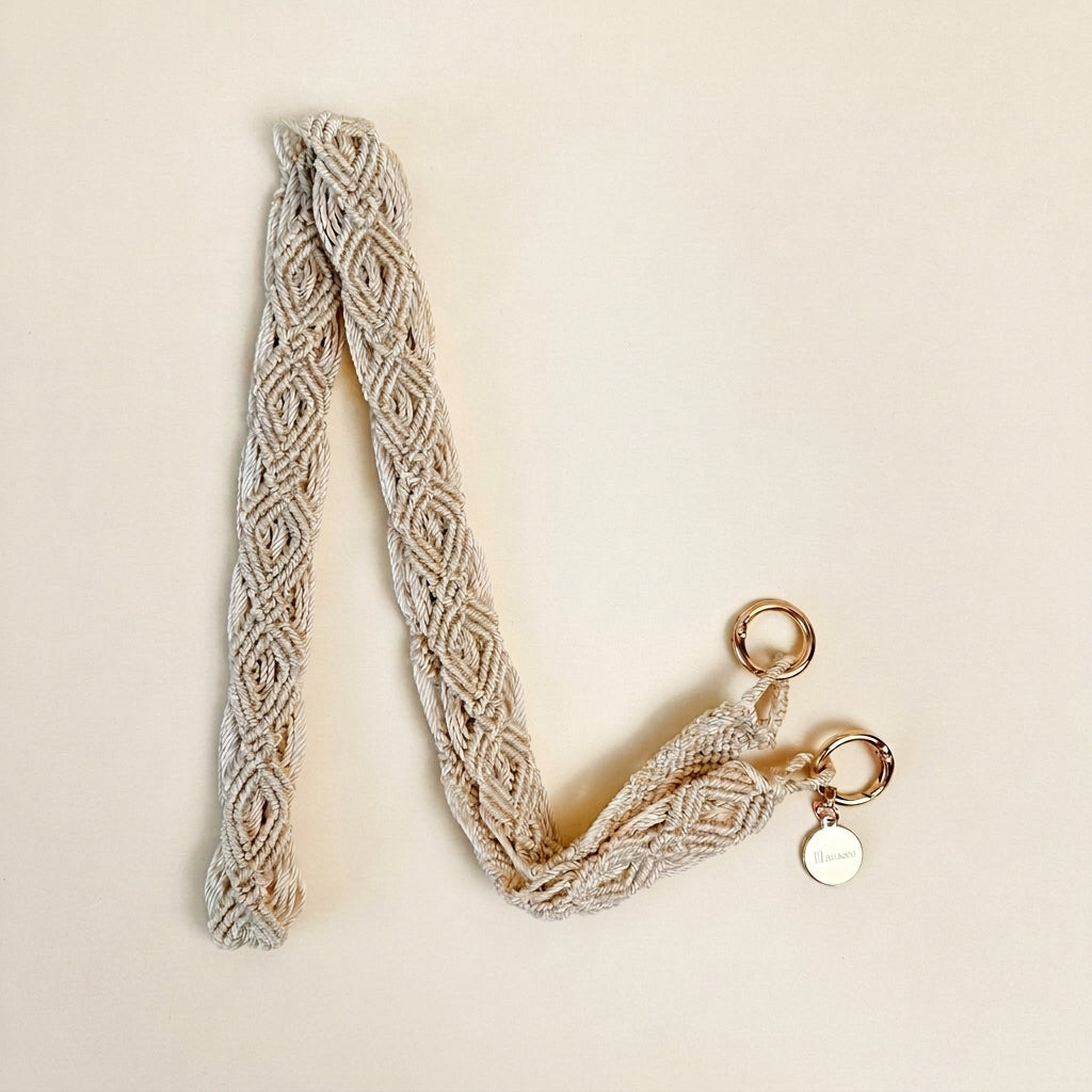 Cream Butter Slim Phone Strap with Eyelets