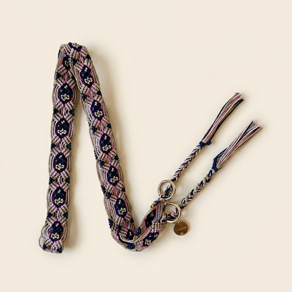 Navy Blossom Slim Phone Strap