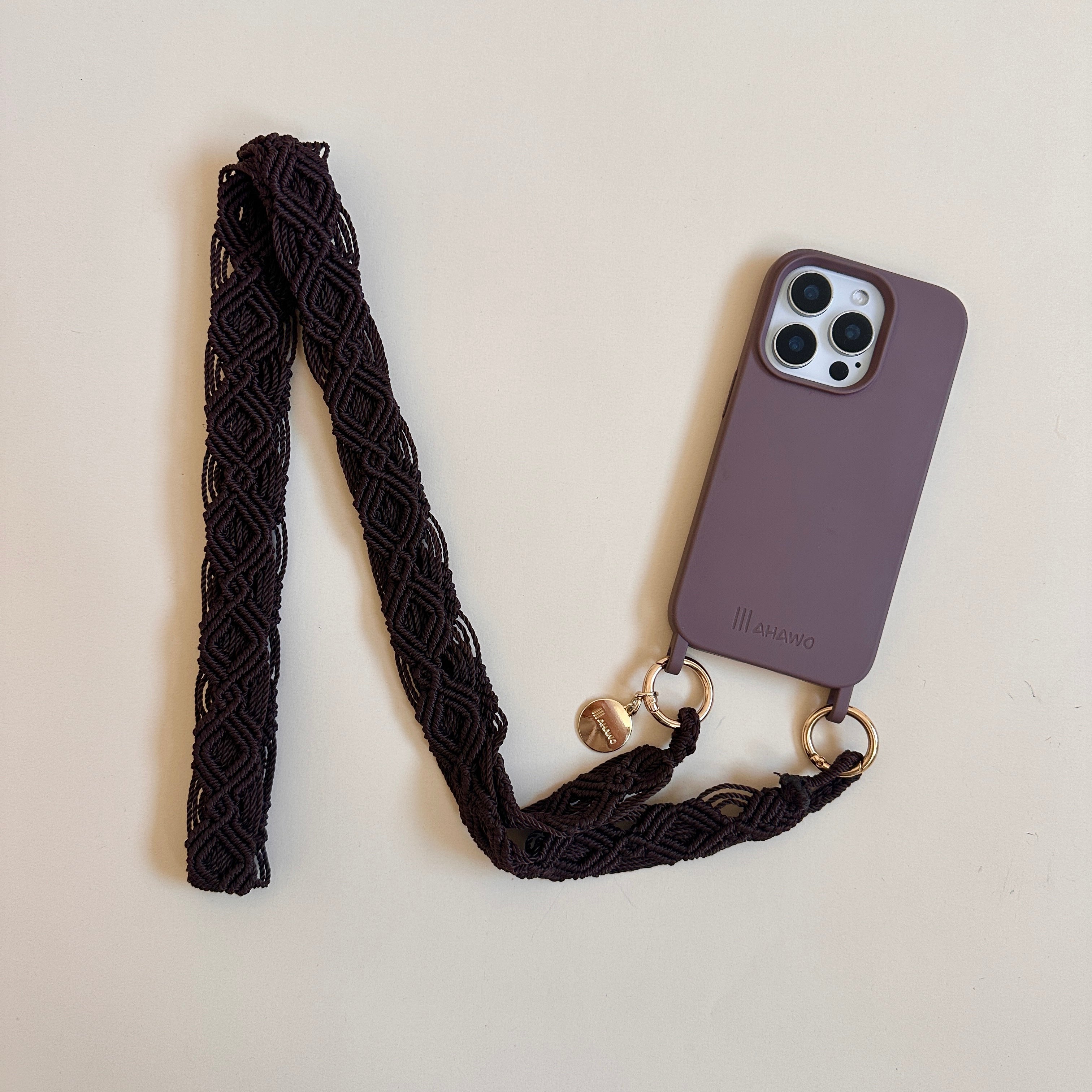 Dark Chocolate Slim Phone Strap with Eyelets