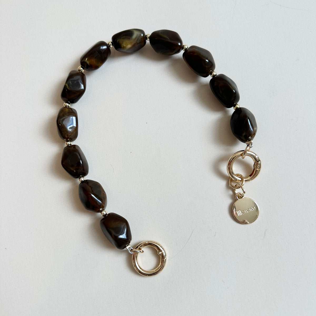 Short Stone Phone Strap Brown