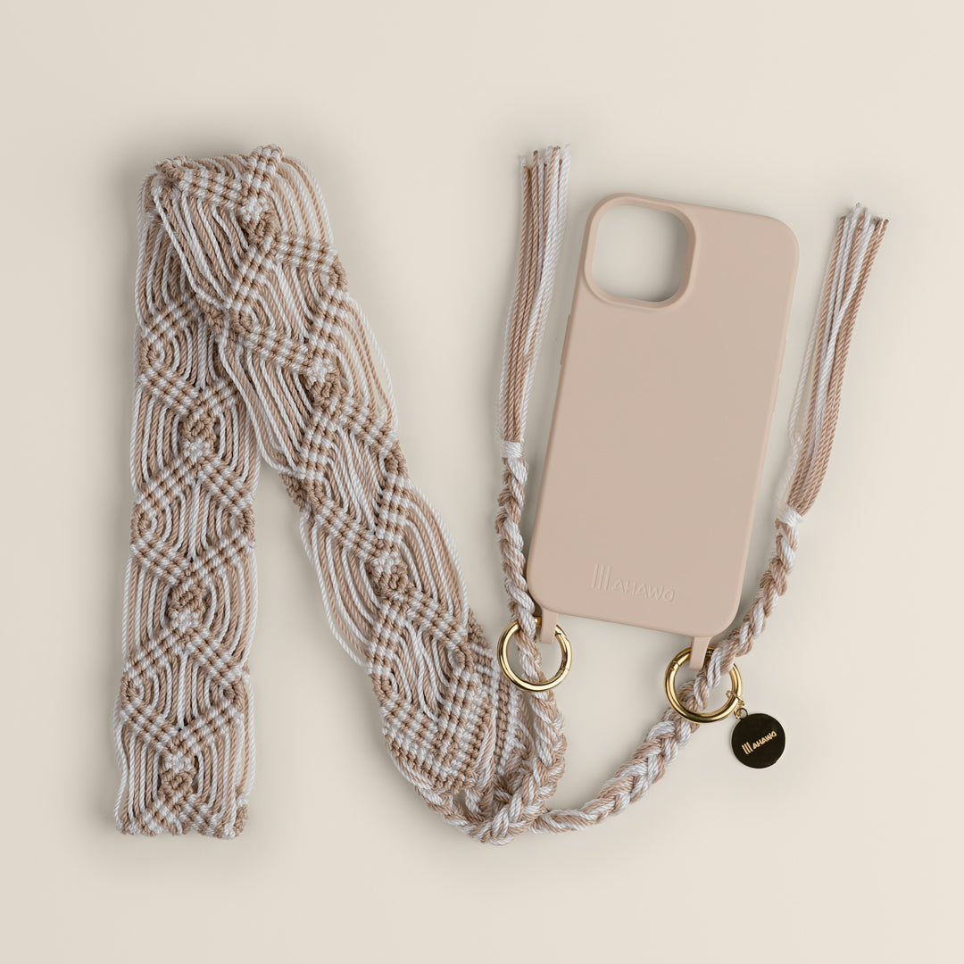 Cashmere Tones Phone Strap Set with Beige iPhone Case