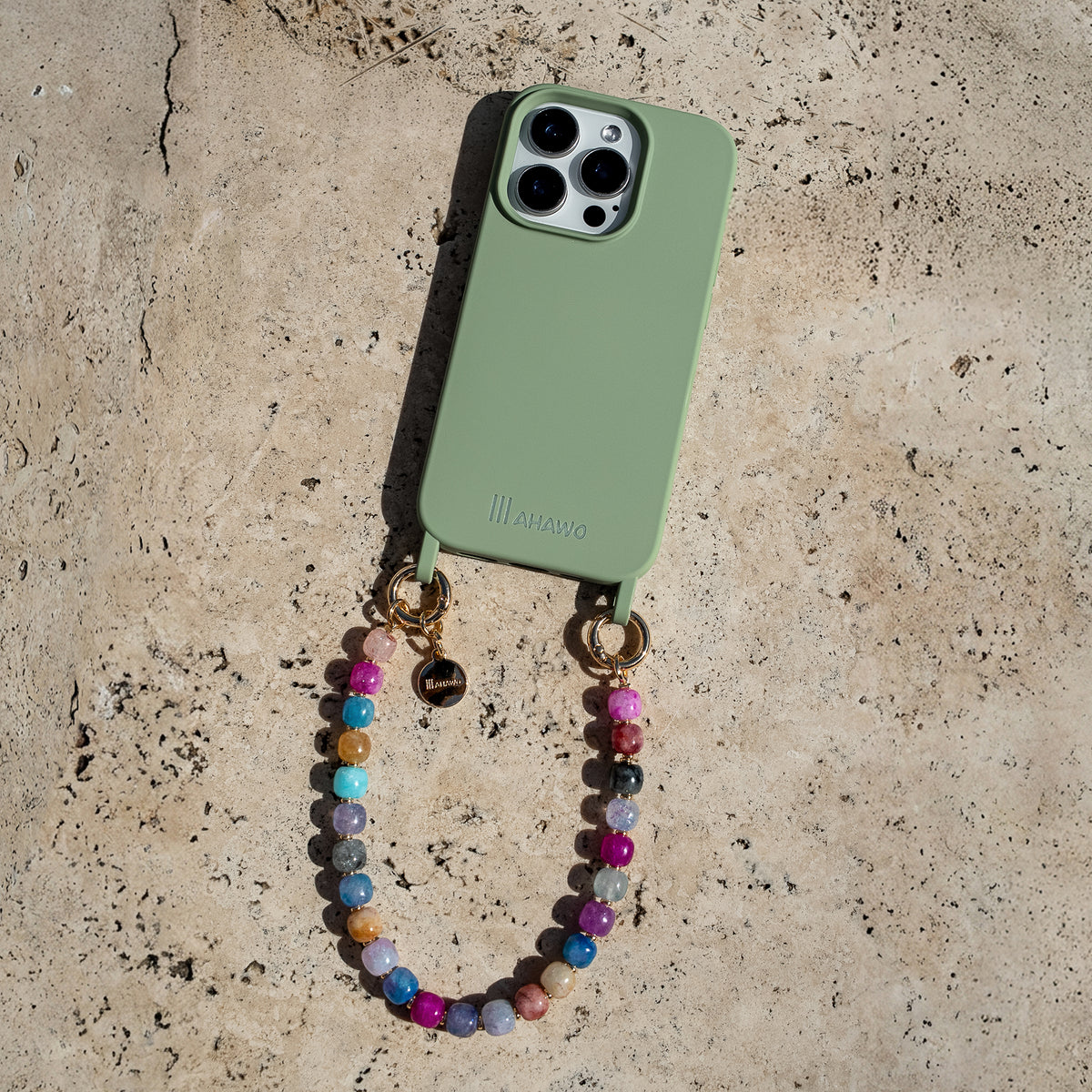 Short Natural Stone Phone Strap Multicolor